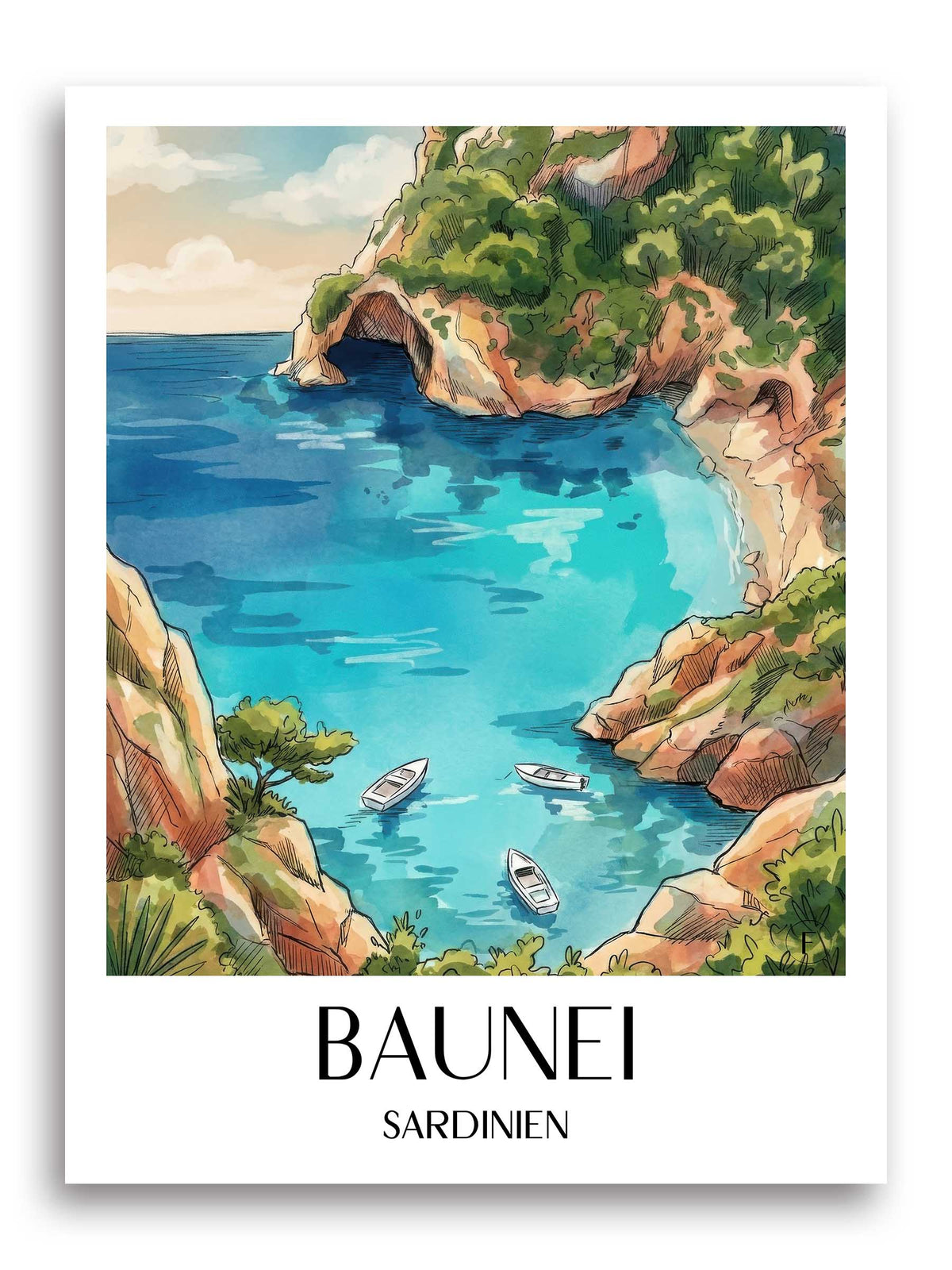 baunei-sardinien-italien-poster-aquarell