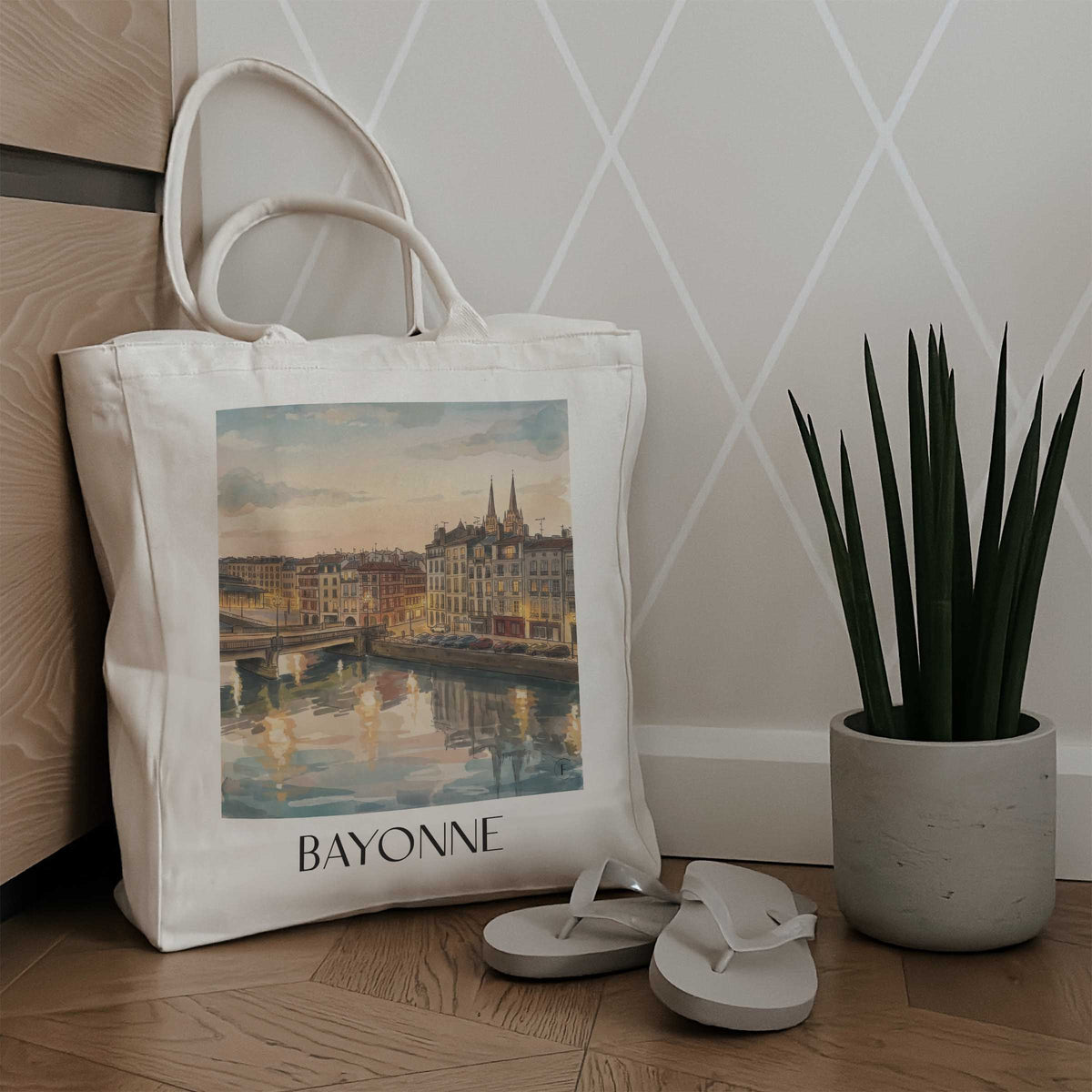 bayonne-pays-basque-frankreich-einkaufstasche-aquarell