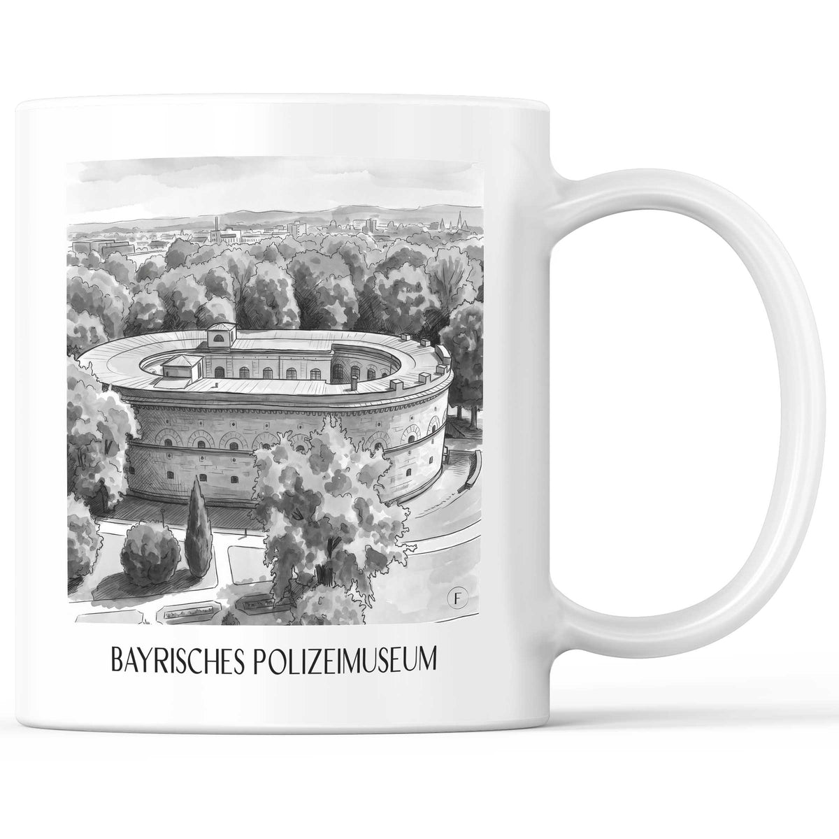 bayrisches-polizeimuseum-ingolstadt-deutschland-kaffeebecher-aquarell-schwarz-weiss