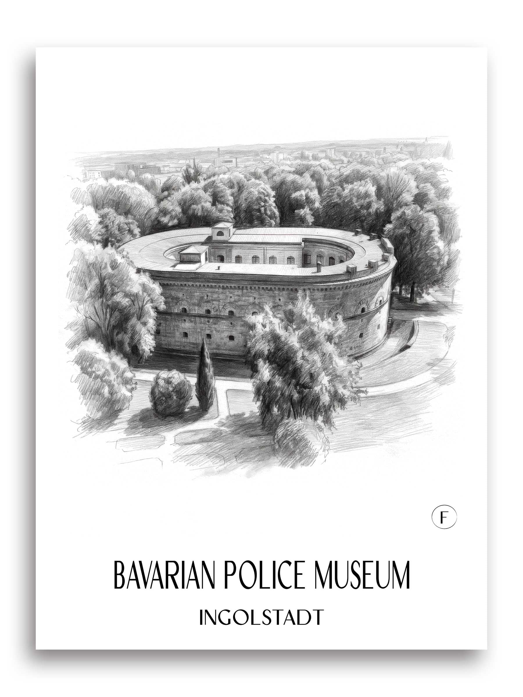 Bayrisches Polizeimuseum Poster - Ingolstadt - Deutschland Kunstdruck - Zeichnung von A4 bis A1