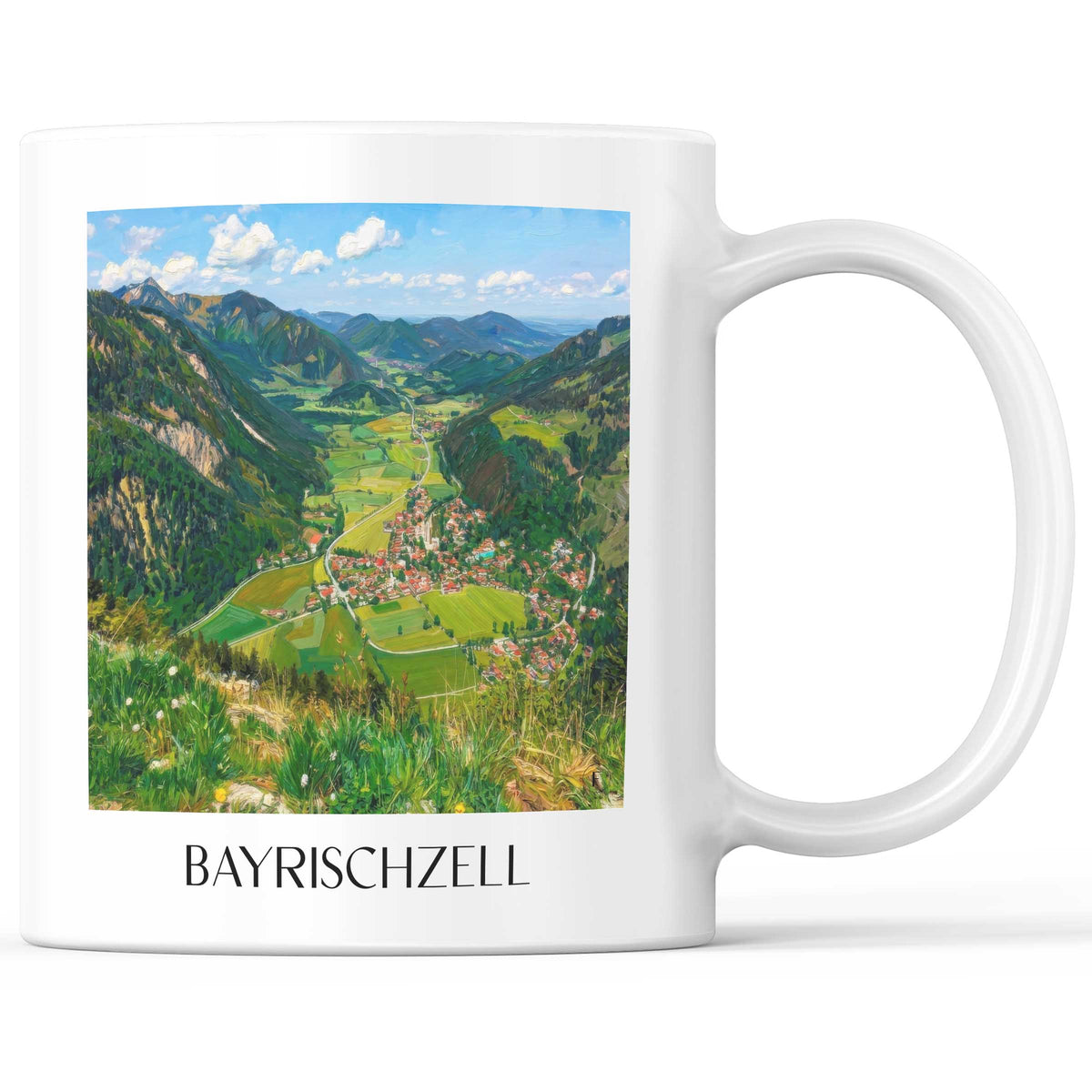 Bayrischzell Kaffeebecher - Wendelstein - Deutschland Becher - Kaffeetasse im Ölgemälde Stil - favplace