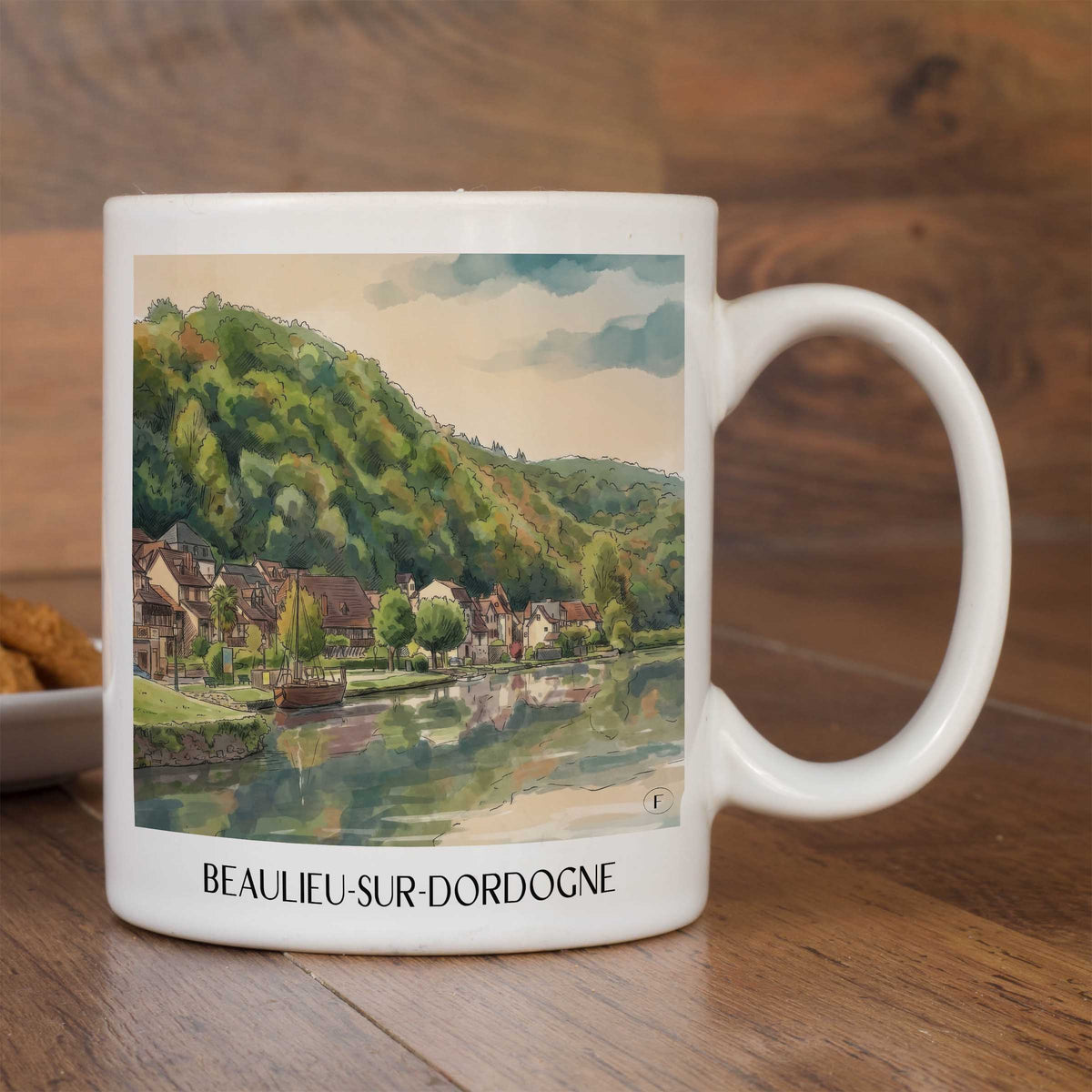 beaulieu-sur-dordogne-corrèze-frankreich-kaffeebecher-aquarell