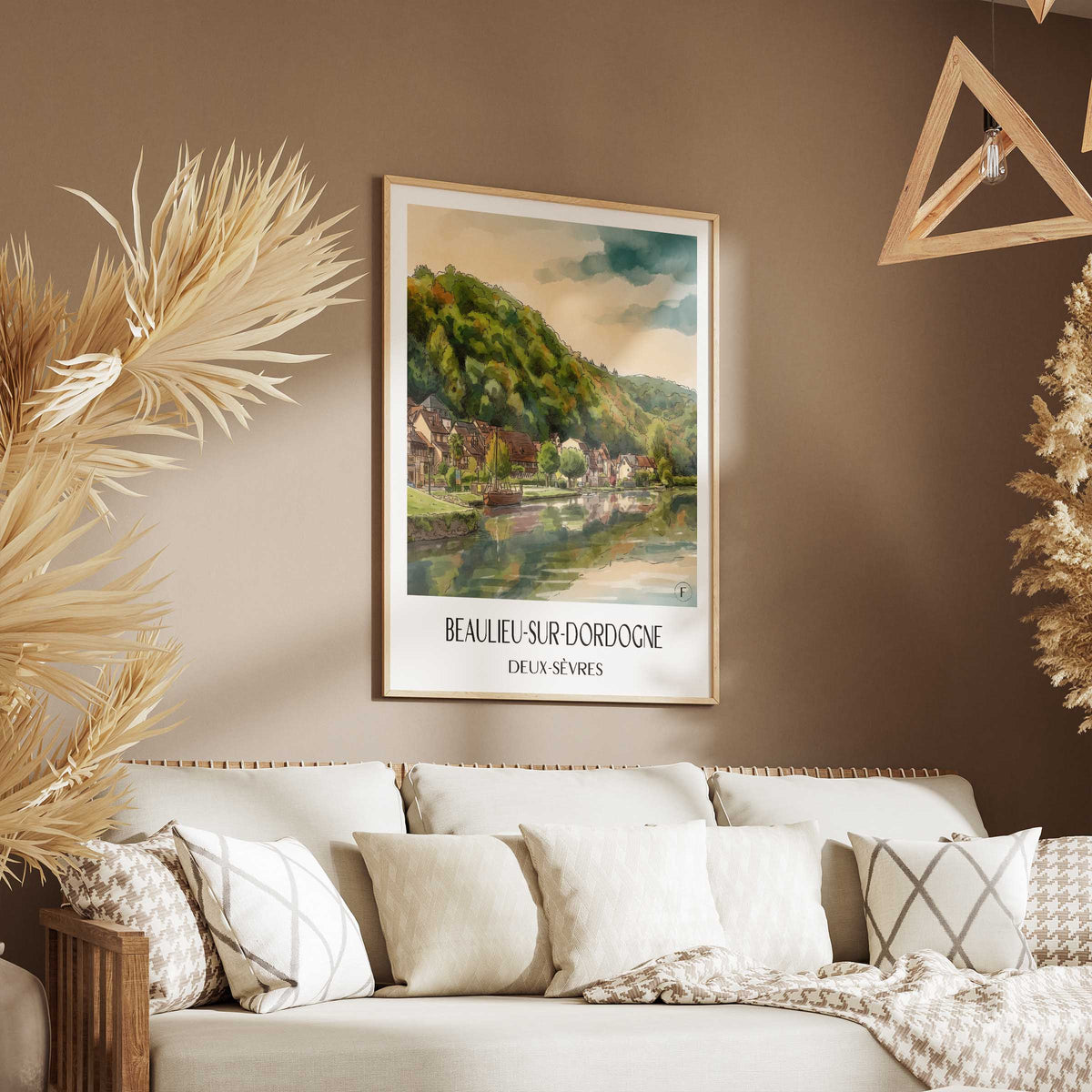 beaulieu-sur-dordogne-corrèze-frankreich-poster-aquarell