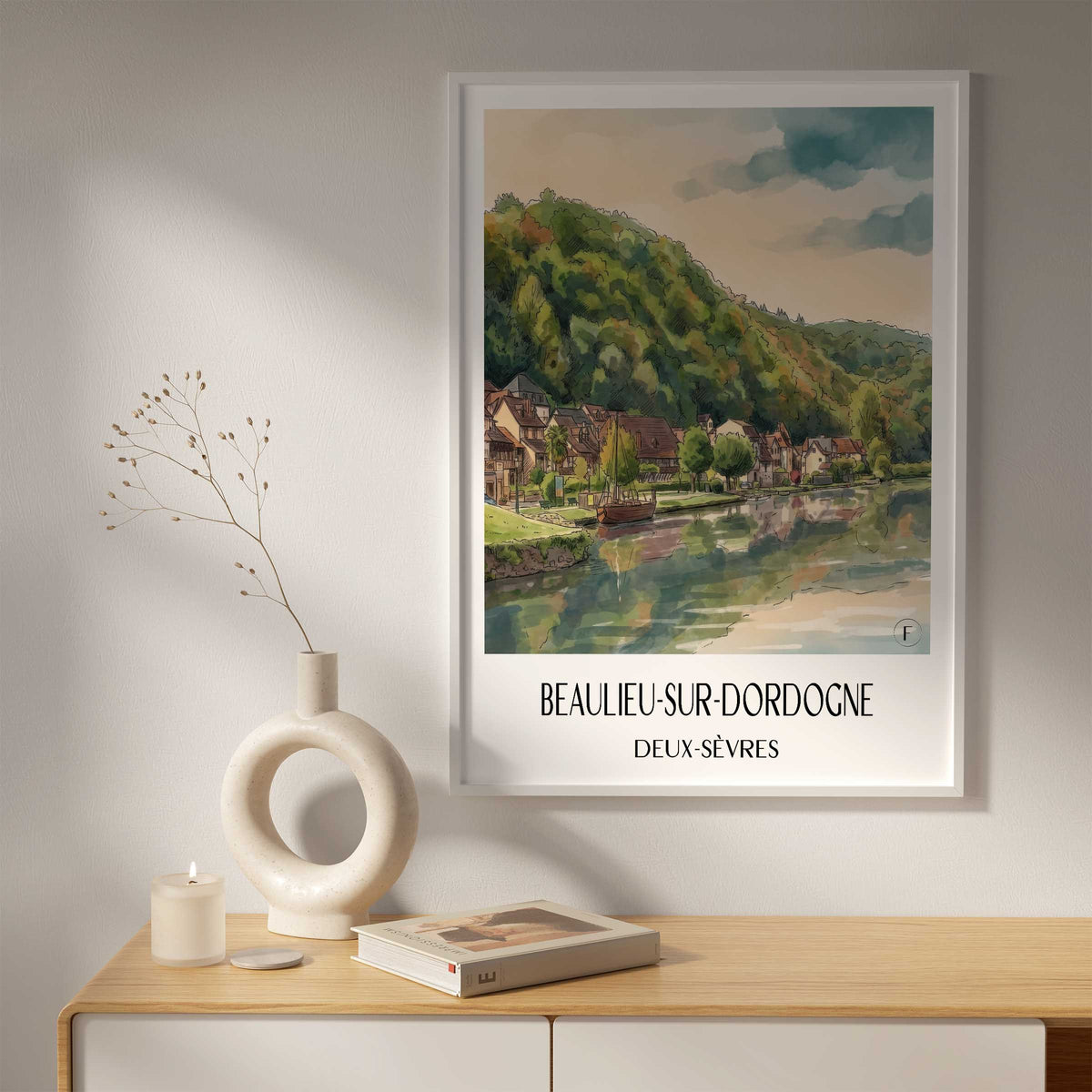 beaulieu-sur-dordogne-corrèze-frankreich-poster-aquarell