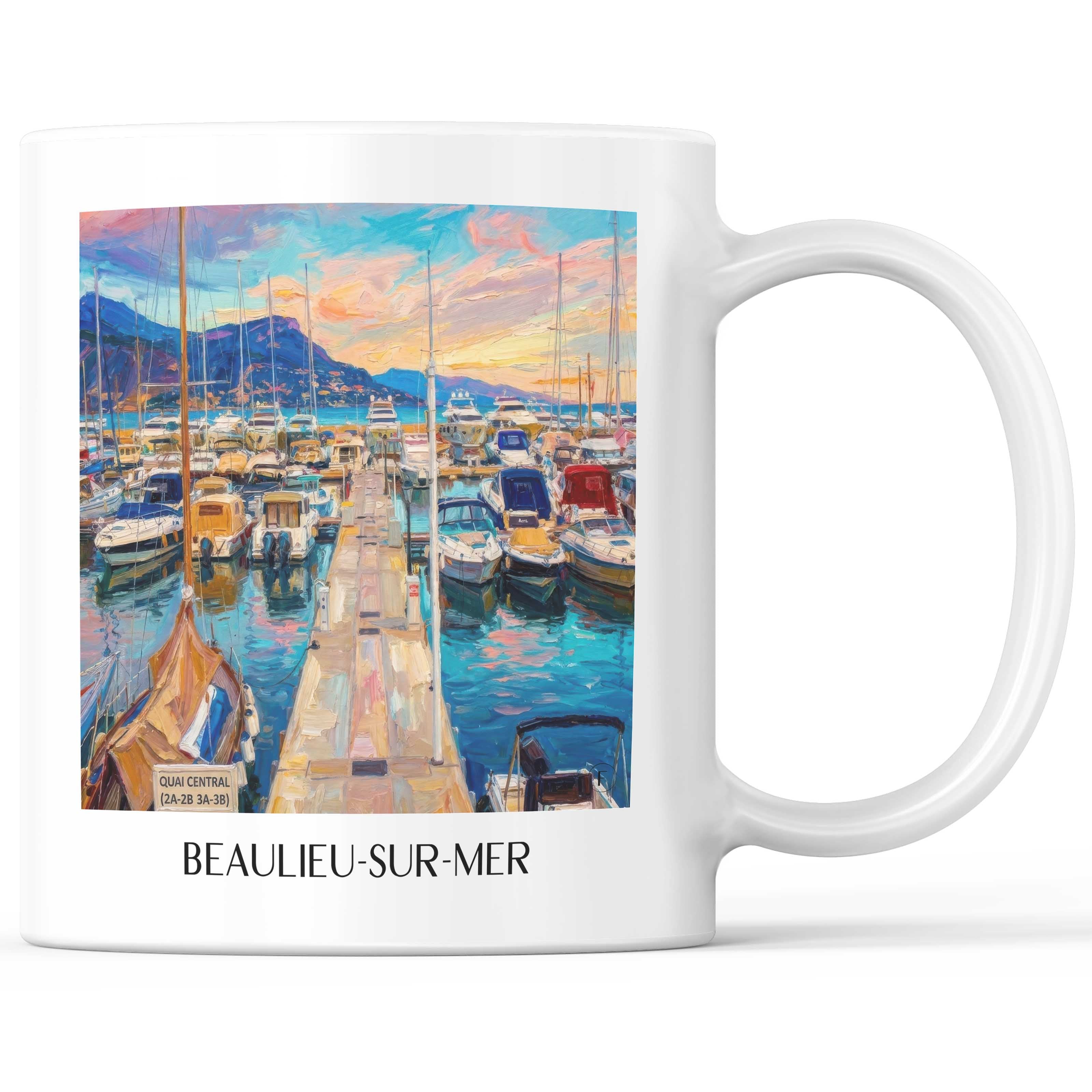 Beaulieu-sur-Mer Kaffeebecher - Côte d´Azur - Frankreich Becher - Kaffeetasse im Ölgemälde Stil - favplace