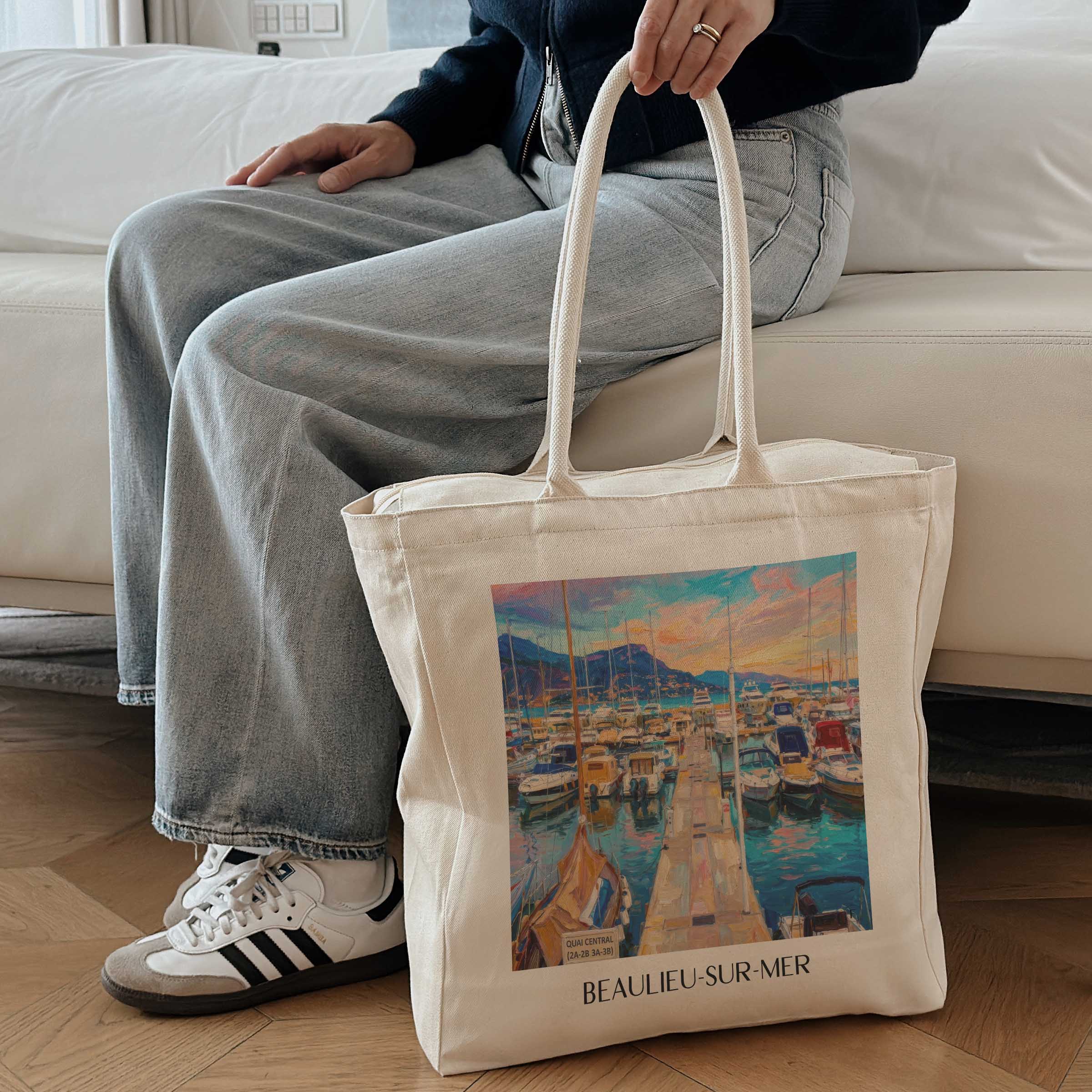 beaulieu-sur-mer-côte-d´azur-frankreich-einkaufstasche-oil-painting-oelgemaelde