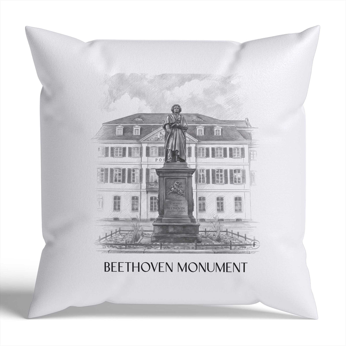 Beethoven-Denkmal Kissenhülle - Zierkissen Bezug - Bonn - Deutschland Kissen bzw. Kissenbezug im Zeichnung Stil - favplace