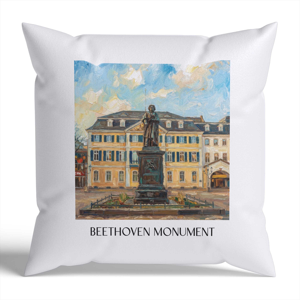 Beethoven-Denkmal Kissenhülle - Zierkissen Bezug - Bonn - Deutschland Kissen bzw. Kissenbezug im Ölgemälde Stil - favplace