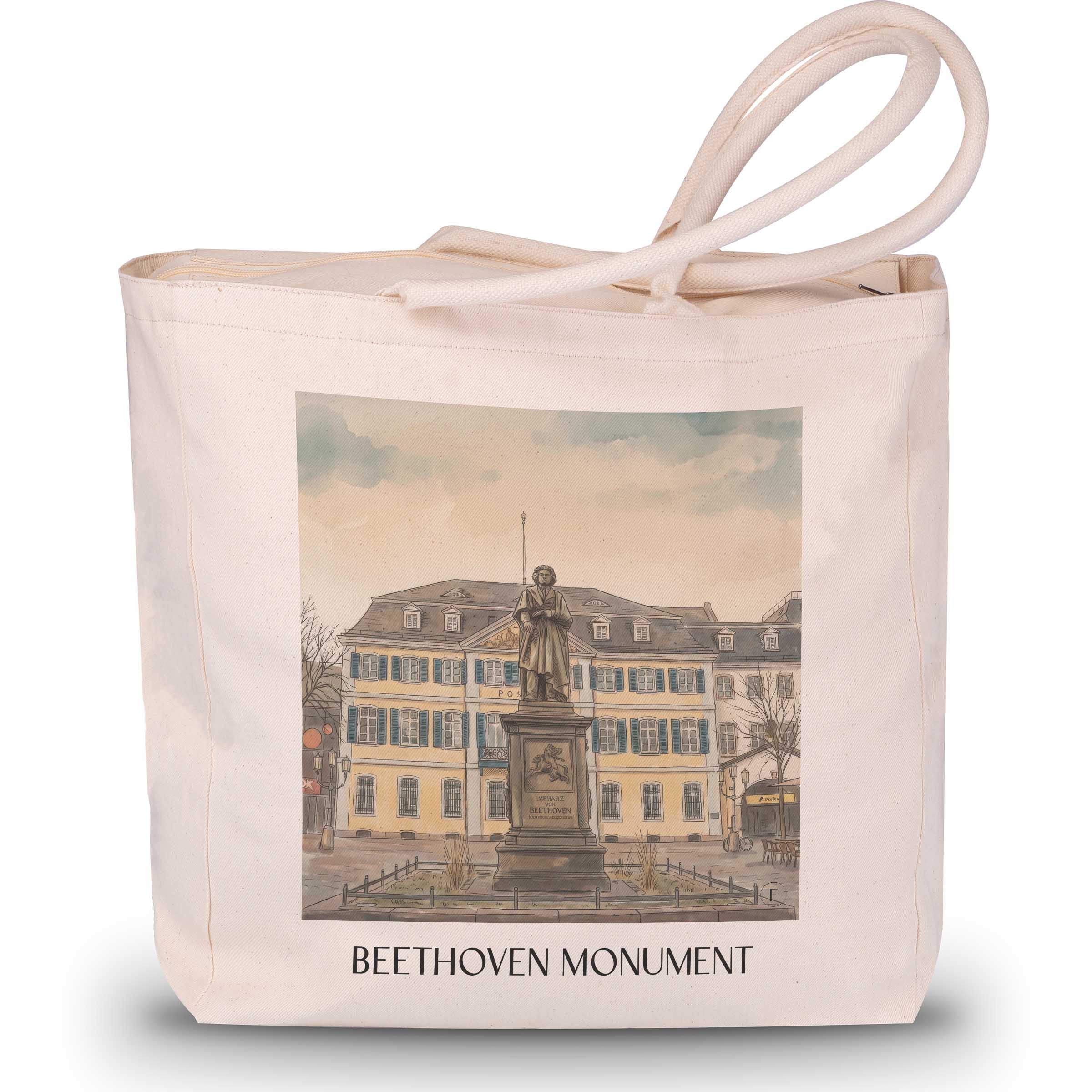 Beethoven-Denkmal Shopping Tasche - Bonn - Deutschland Tote Bag - Einkaufstasche im Aquarell Stil - favplace