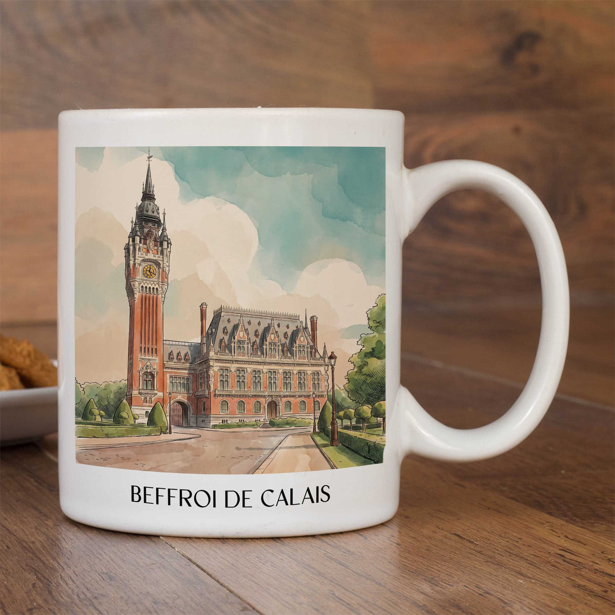 beffroi-de-calais-côte-d'opale-frankreich-kaffeebecher-aquarell