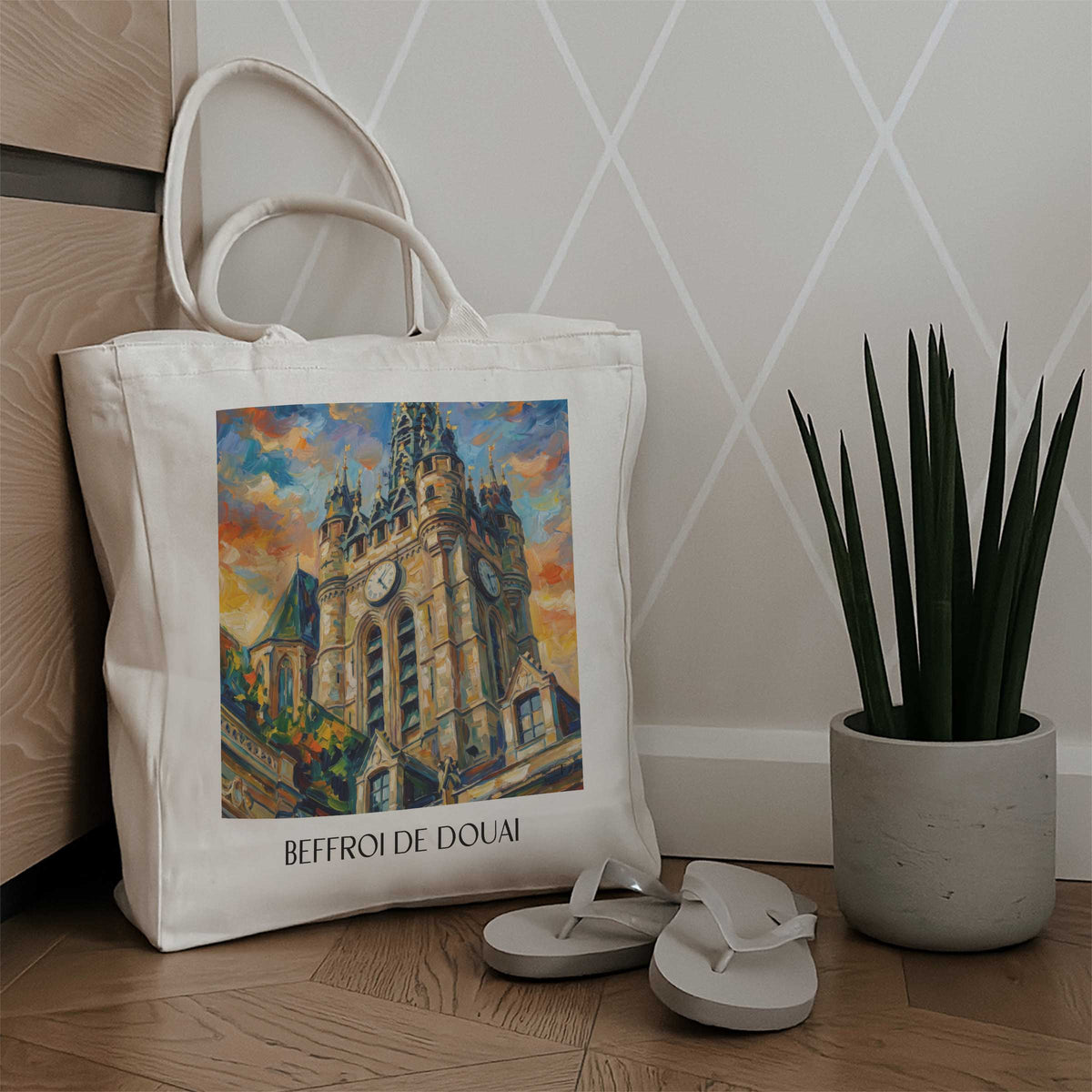 beffroi-de-douai-nord-frankreich-einkaufstasche-oil-painting-oelgemaelde