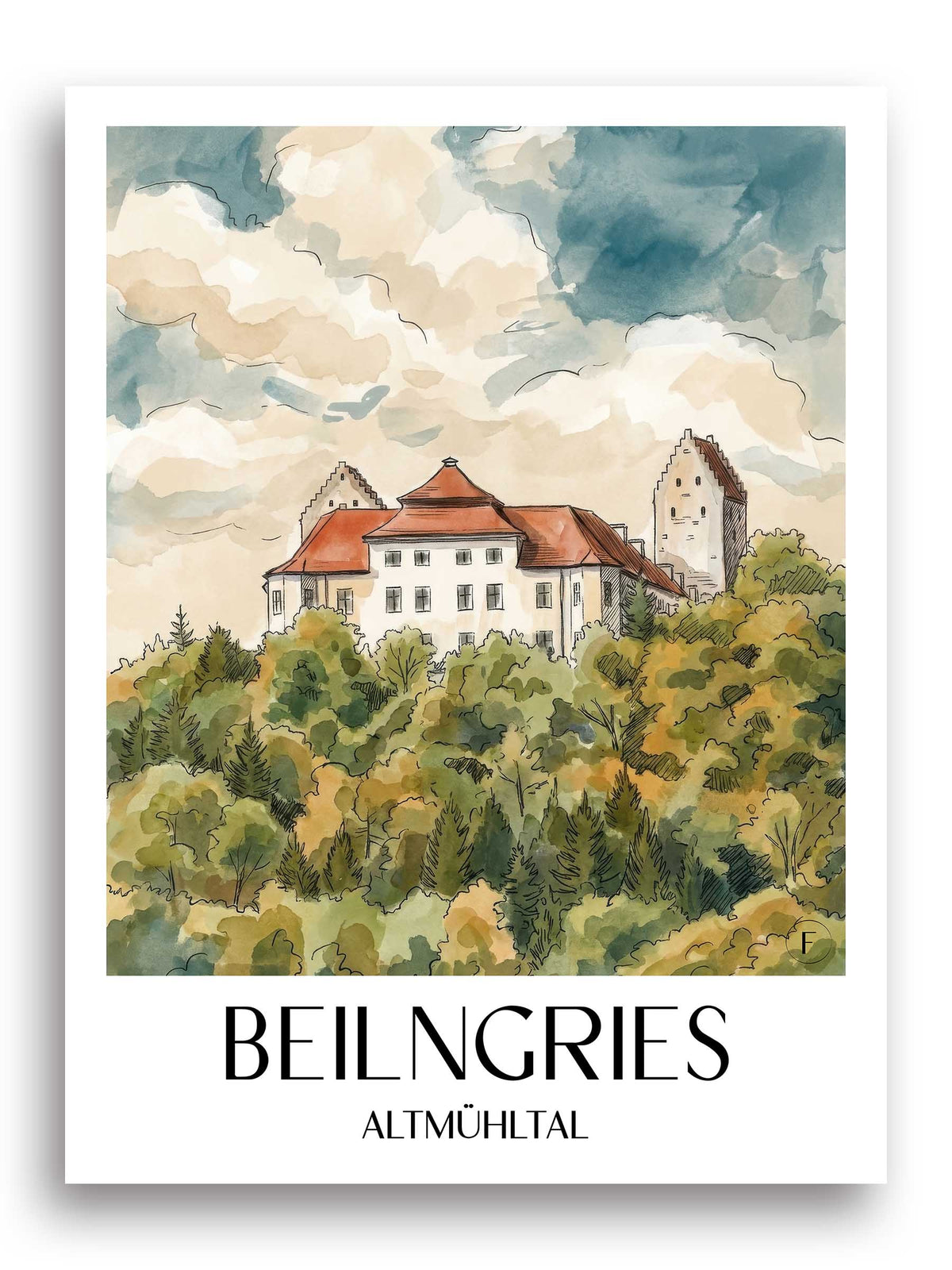 beilngries-altmühltal-deutschland-poster-aquarell