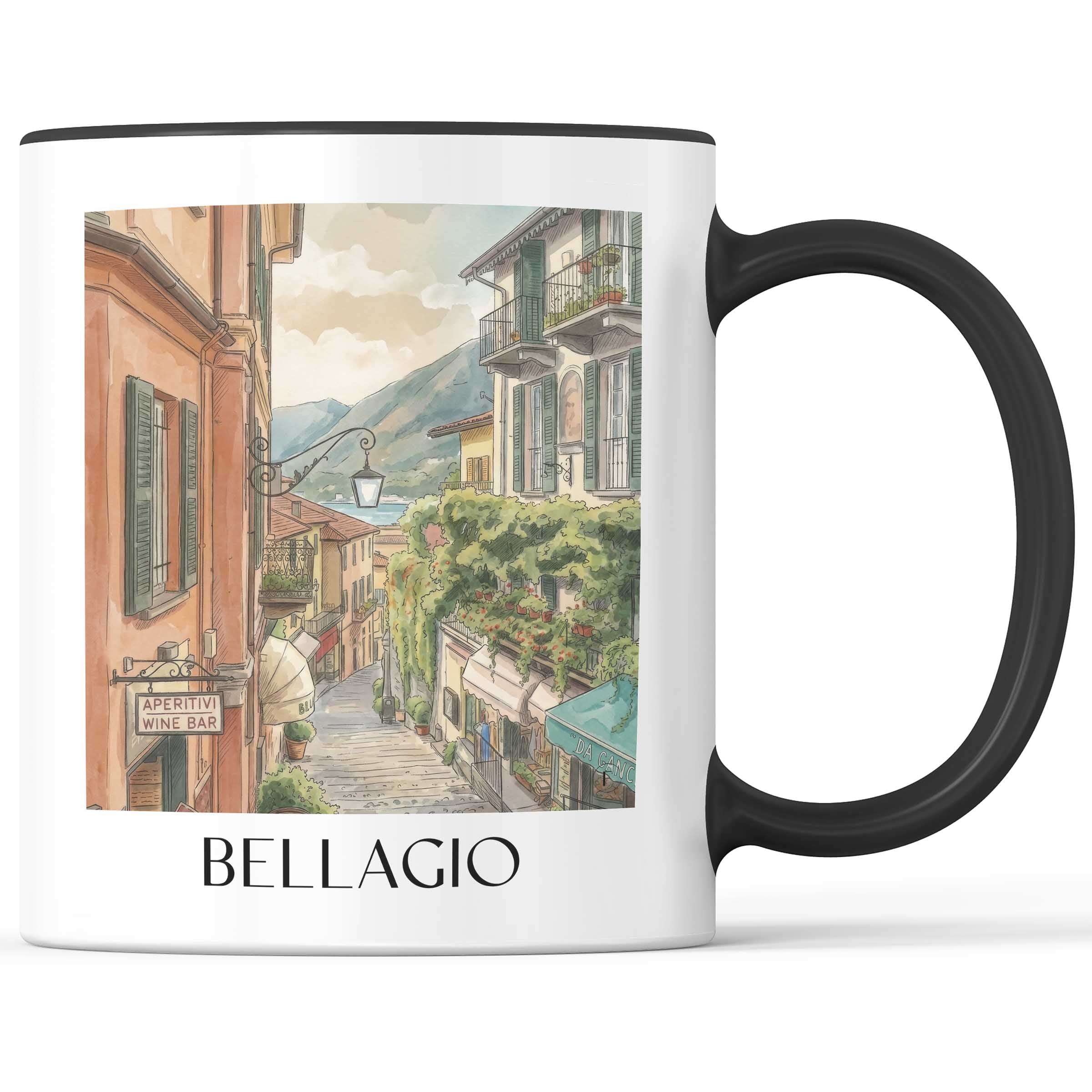 Bellagio Kaffeebecher - Comer See - Italien Becher - Kaffeetasse im Aquarell Stil - favplace