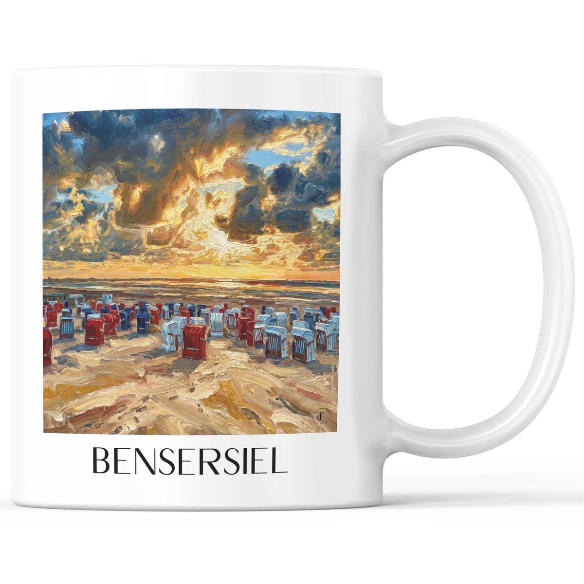 Bensersiel Kaffeebecher - Ostfriesland - Deutschland Becher - Kaffeetasse im Ölgemälde Stil - favplace