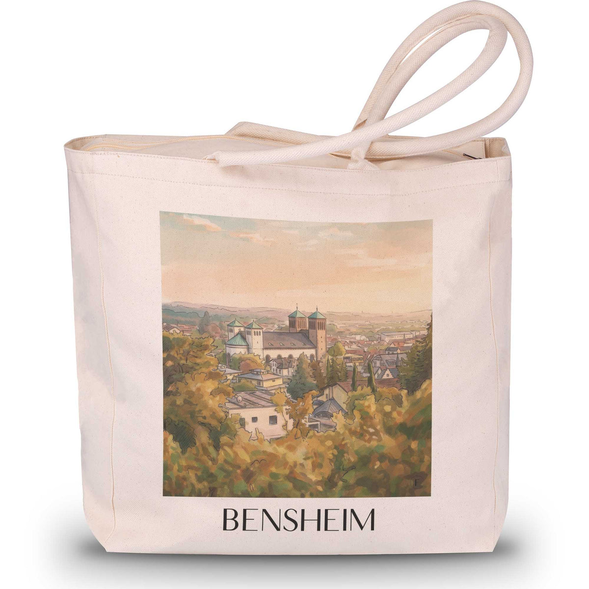 Bensheim Shopping Tasche - Südhessen - Deutschland Tote Bag - Einkaufstasche im Aquarell Stil - favplace