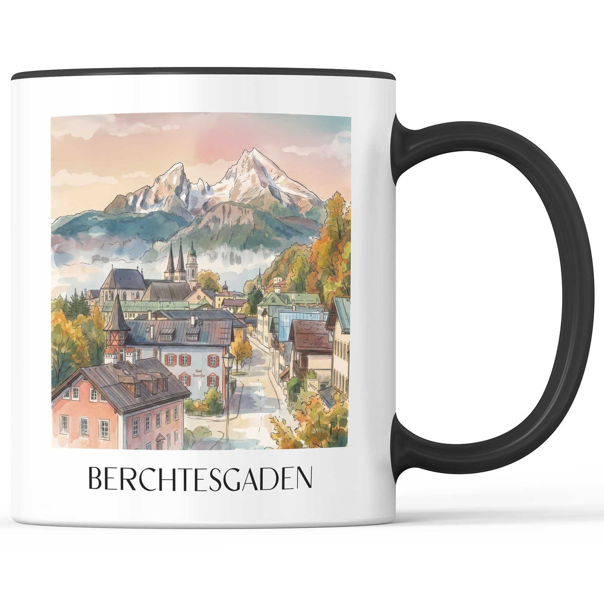 Berchtesgaden Kaffeebecher - Bayern - Deutschland Becher - Kaffeetasse im Aquarell Stil - favplace