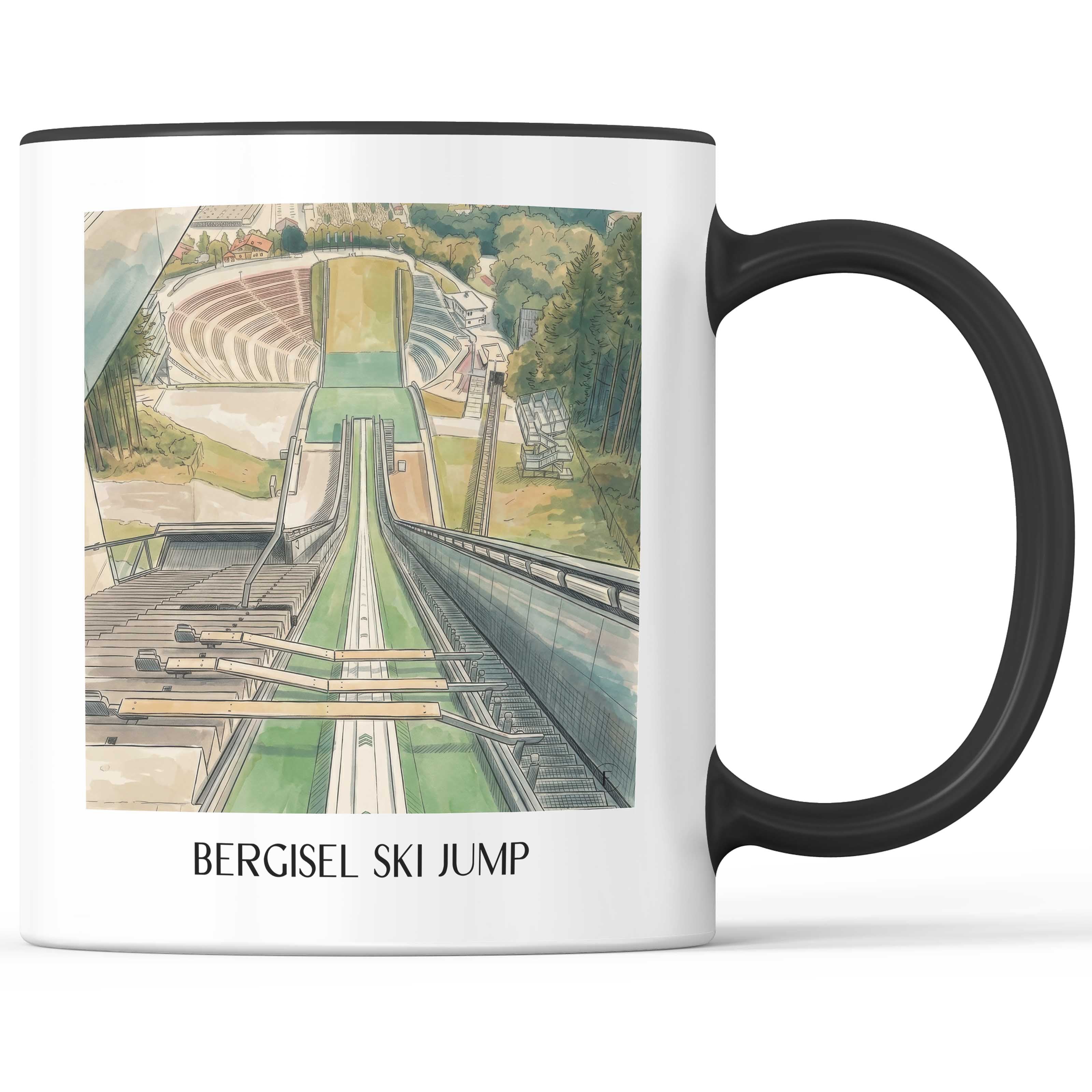 Bergiselschanze Kaffeebecher - Innsbruck - Österreich Becher - Kaffeetasse im Aquarell Stil - favplace