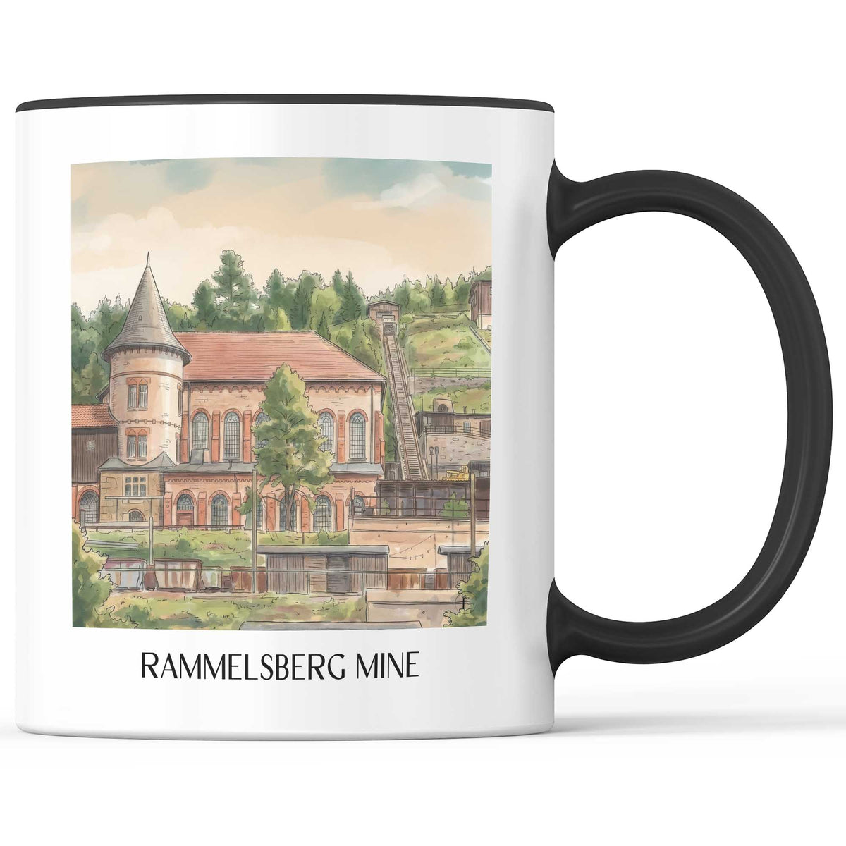 Bergwerk Rammelsberg Kaffeebecher - Goslar - Deutschland Becher - Kaffeetasse im Aquarell Stil - favplace