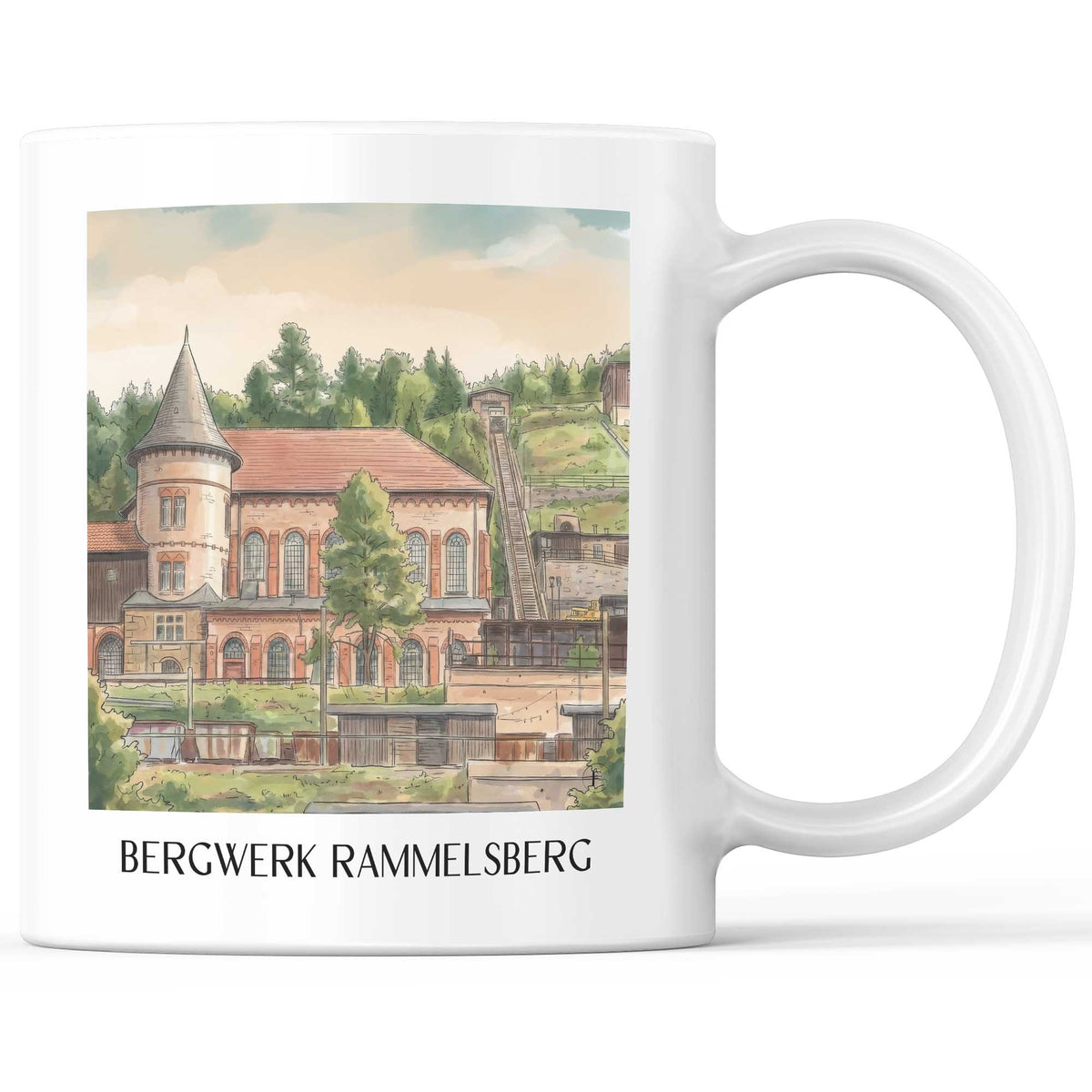 Bergwerk Rammelsberg Kaffeebecher - Goslar - Deutschland Becher - Kaffeetasse im Aquarell Stil - favplace