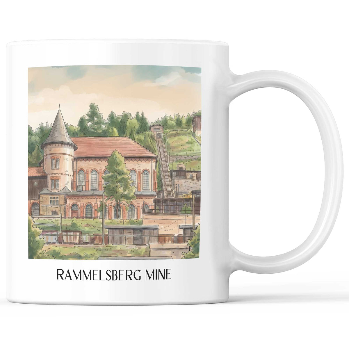 Bergwerk Rammelsberg Kaffeebecher - Goslar - Deutschland Becher - Kaffeetasse im Aquarell Stil - favplace