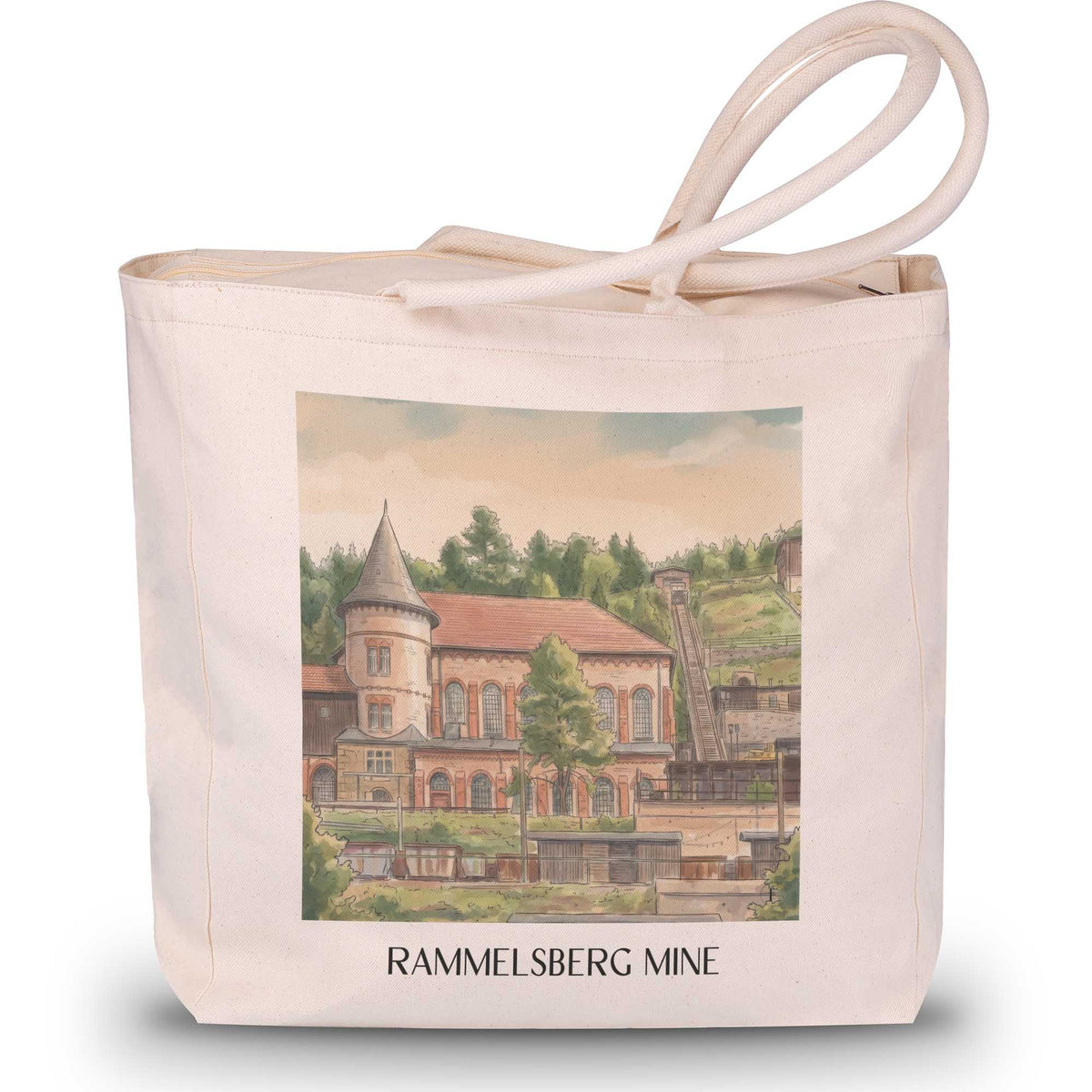 Bergwerk Rammelsberg Shopping Tasche - Goslar - Deutschland Tote Bag - Einkaufstasche im Aquarell Stil - favplace