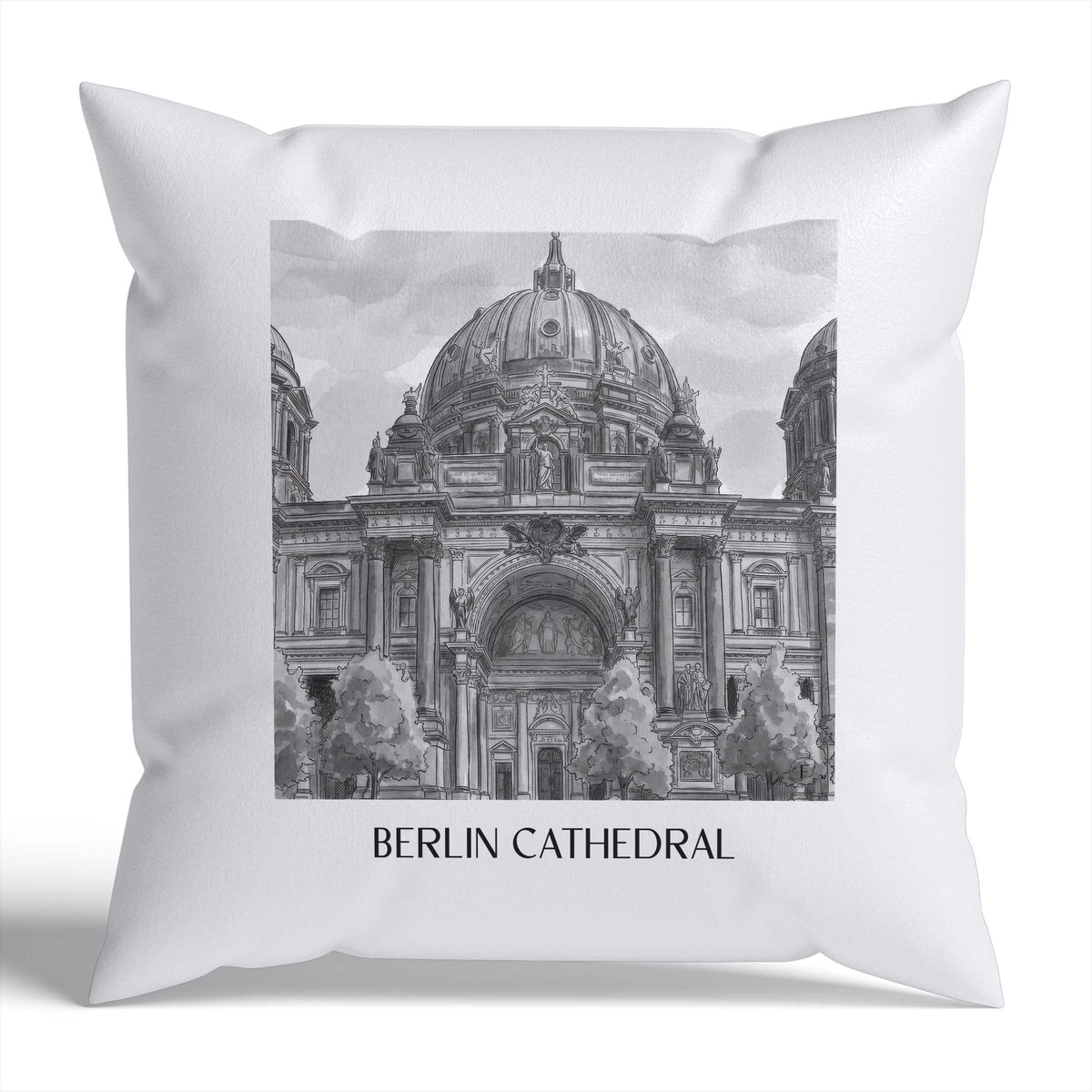 Berliner Dom Kissenhülle - Zierkissen Bezug - Berlin - Deutschland Kissen bzw. Kissenbezug im Aquarell Schwarz-Weiß Stil - favplace