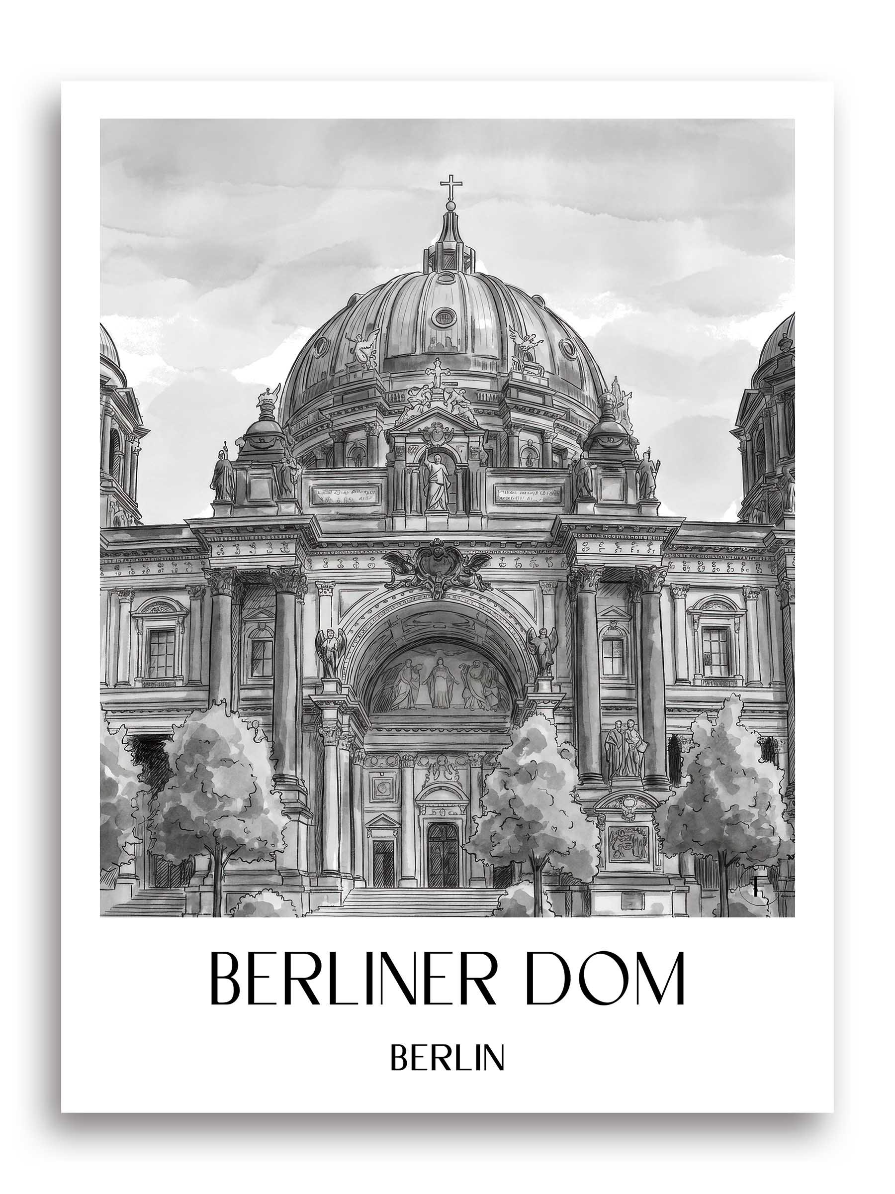 berliner-dom-berlin-deutschland-poster-aquarell-schwarz-weiss