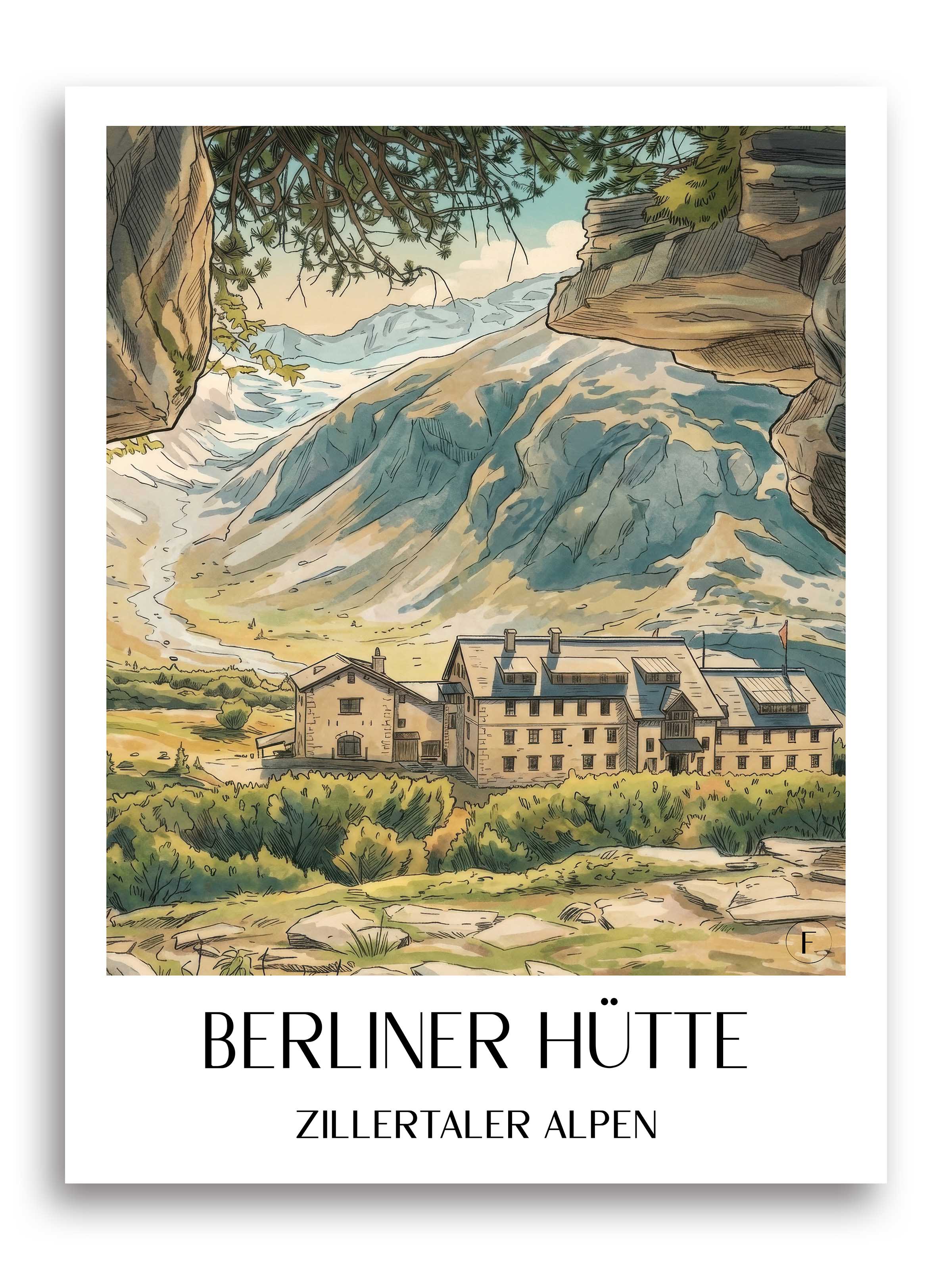 berliner-hütte-zillertaler-alpen-österreich-poster-aquarell