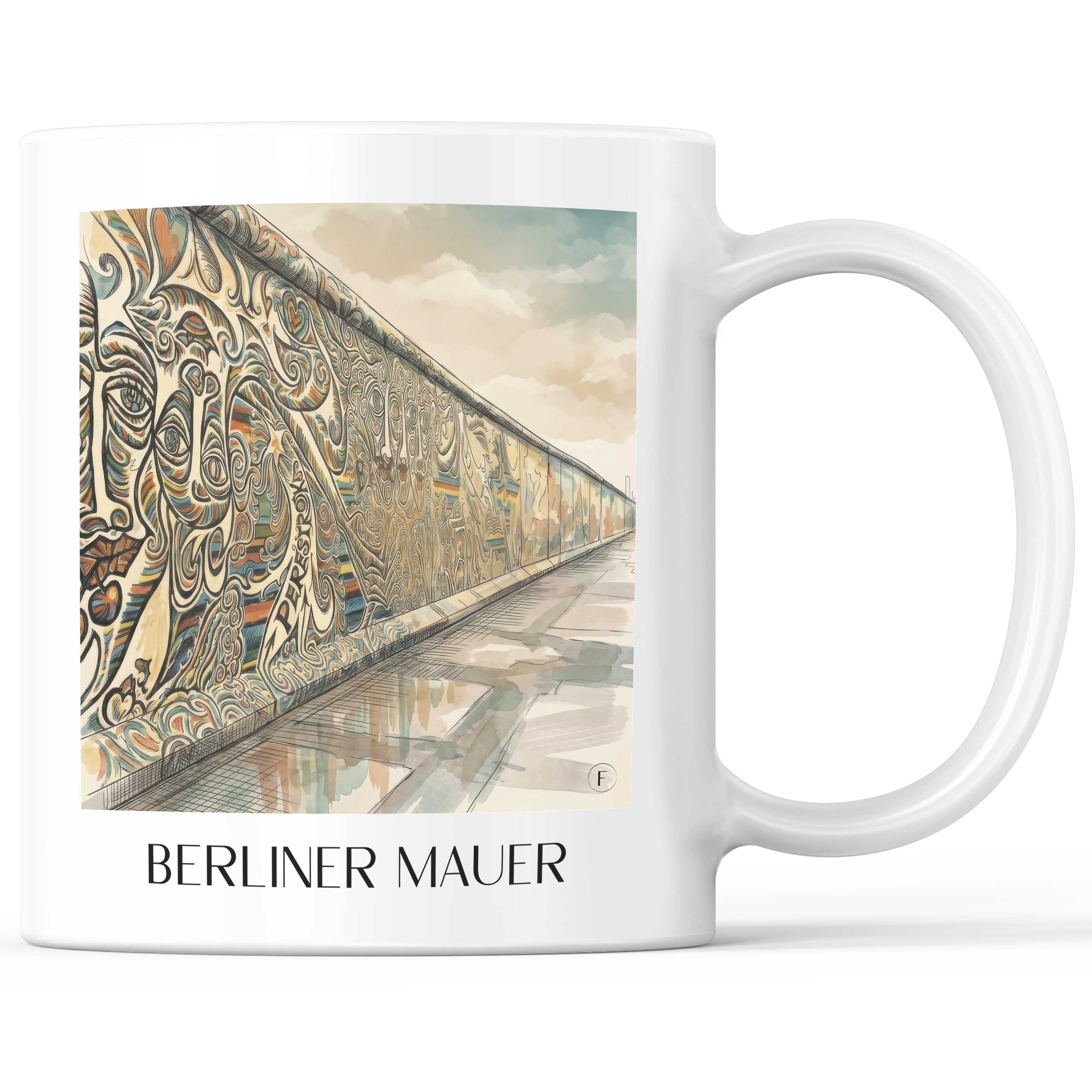 Berliner Mauer Kaffeebecher - Berlin - Deutschland Becher - Kaffeetasse im Aquarell Stil - favplace