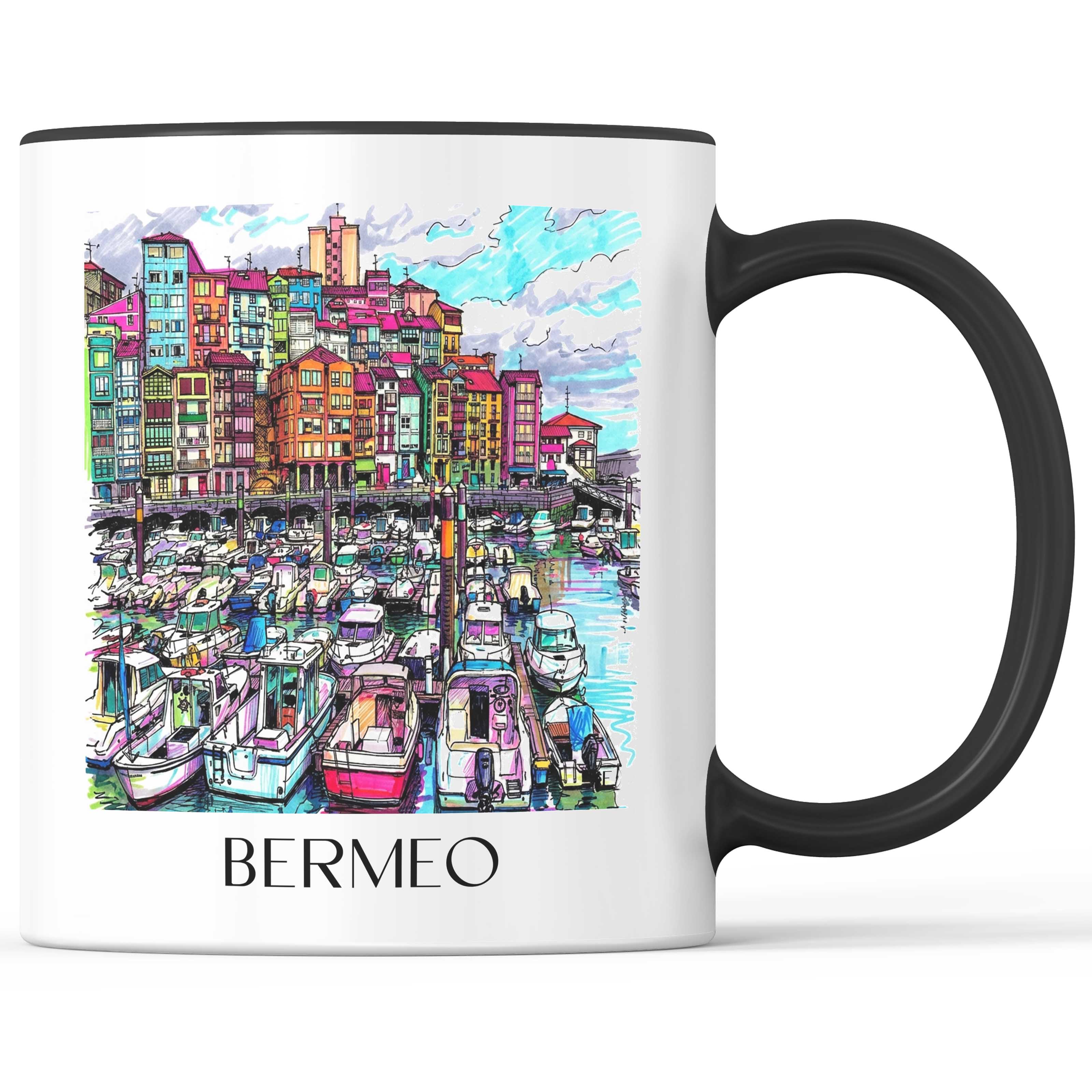 Bermeo Kaffeebecher - Spanien - Spanien und Spanien Becher - Kaffeetasse im Tag Graffiti Stil - favplace