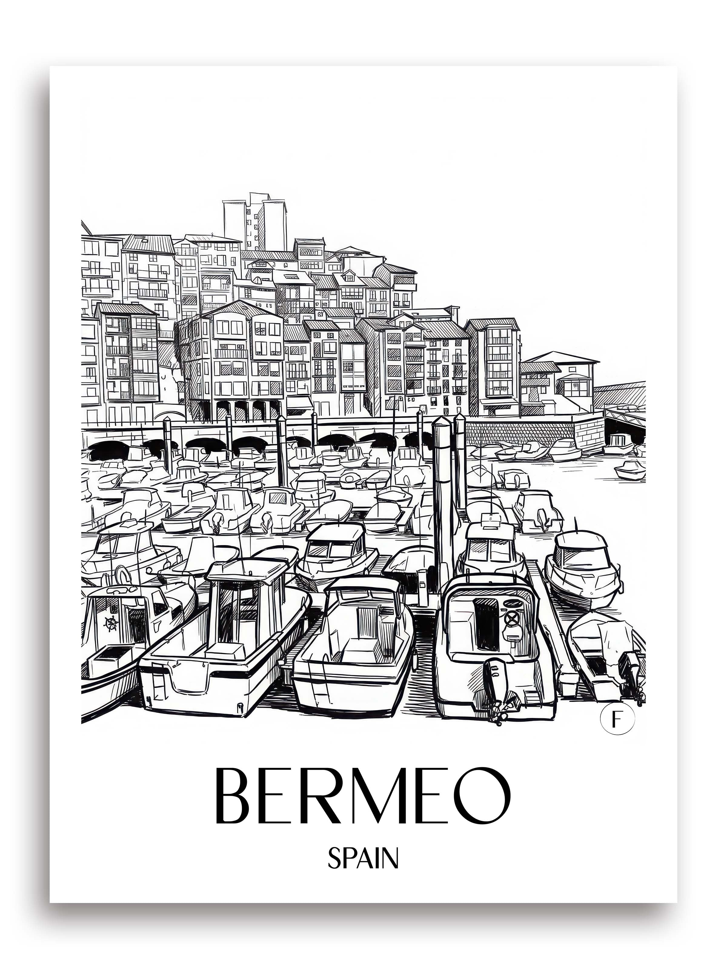 Bermeo Poster - Spanien - Spanien und Spanien Kunstdruck - Skizze von A4 bis A1 - favplace