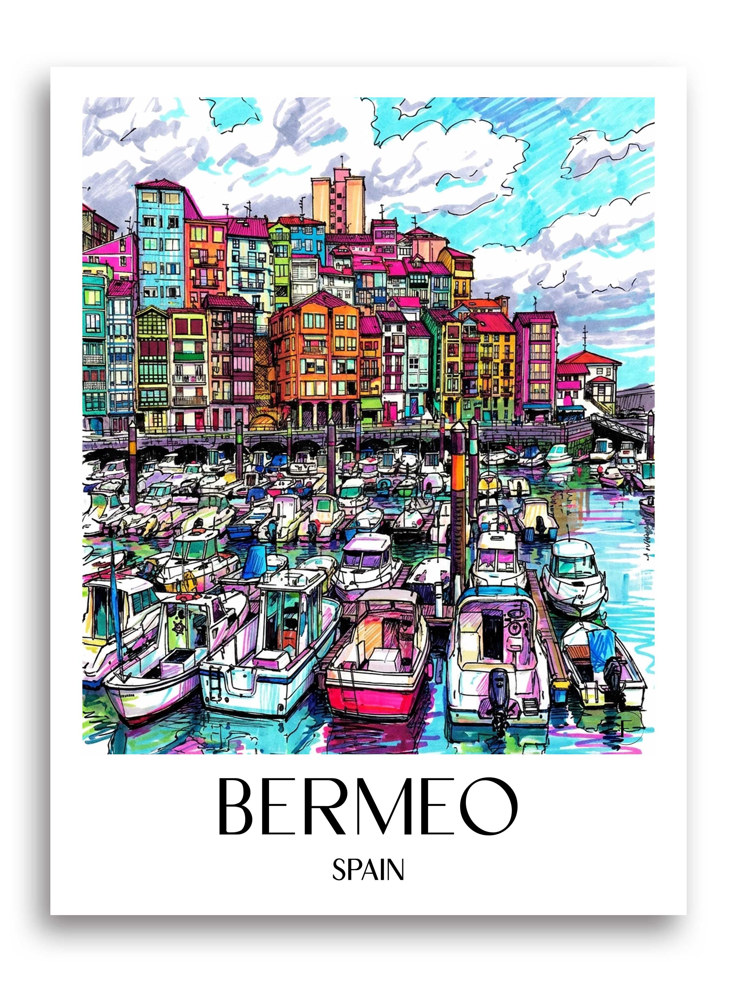 Bermeo Poster - Spanien - Spanien und Spanien Kunstdruck - Tag Graffiti von A4 bis A1 - favplace