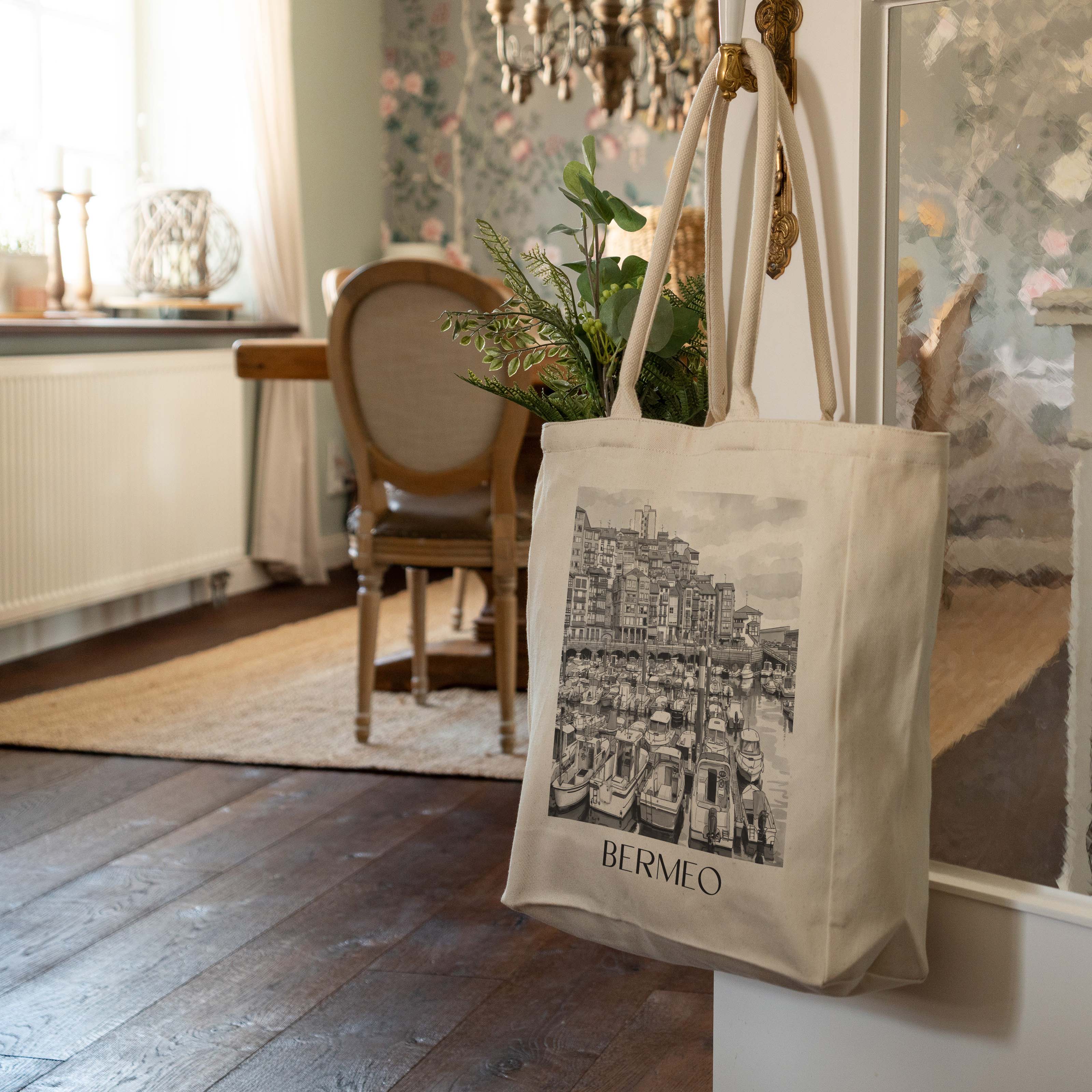 bermeo--spanien-spanien-und-spanien-einkaufstasche-aquarell-schwarz-weiss