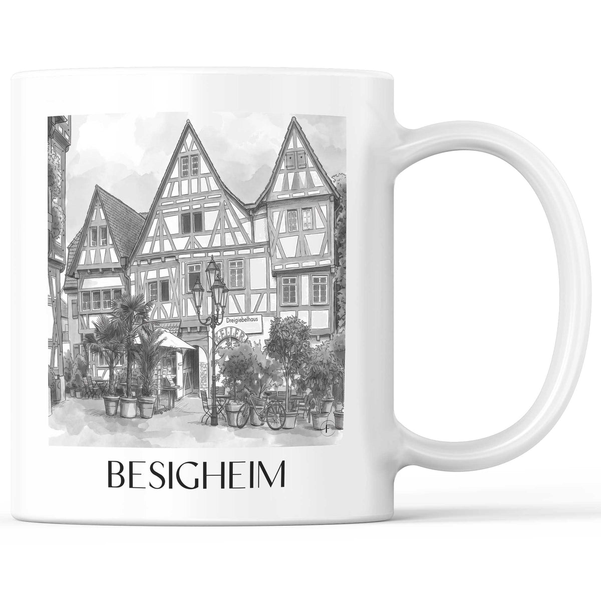 besigheim-neckartal-deutschland-kaffeebecher-aquarell-schwarz-weiss