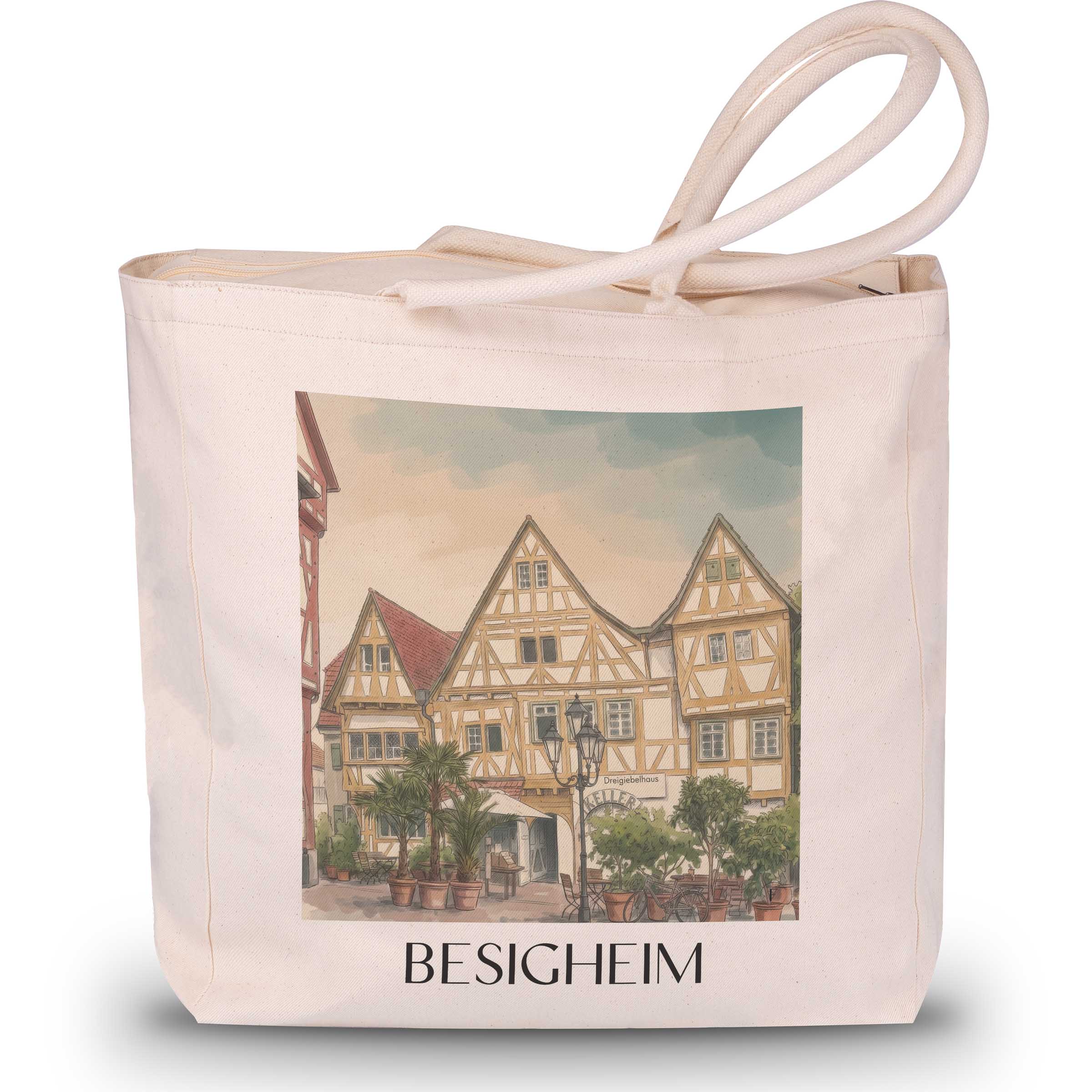 Besigheim Shopping Tasche - Neckartal - Deutschland Tote Bag - Einkaufstasche im Aquarell Stil - favplace