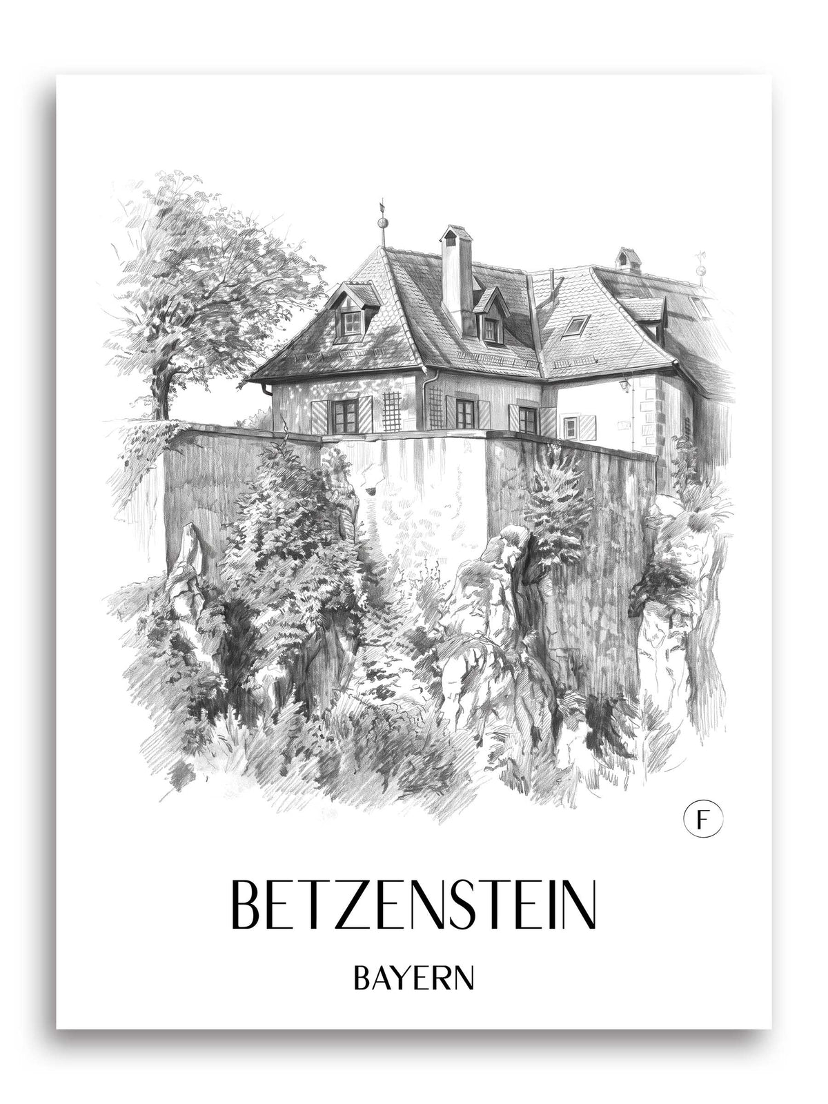 Betzenstein Poster - Bayern - Deutschland Kunstdruck - Zeichnung von A4 bis A1 - favplace