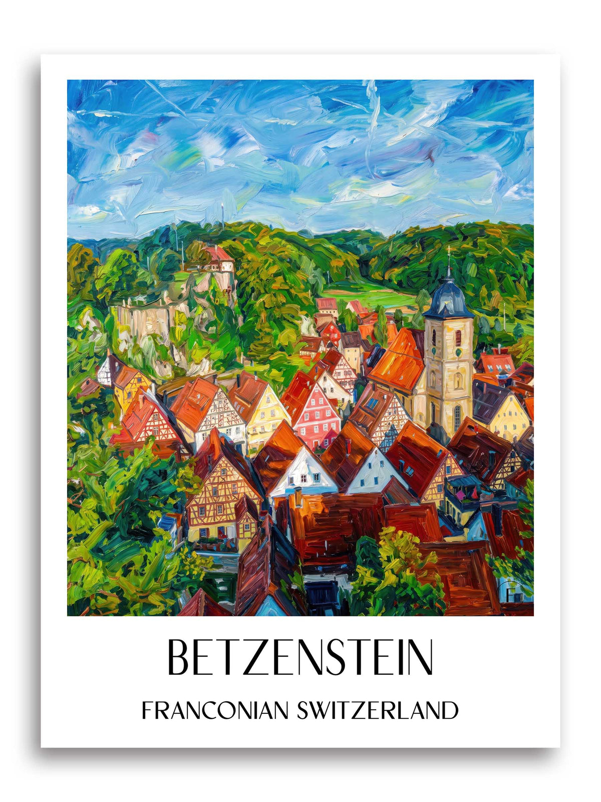 Betzenstein Poster - Fränkische Schweiz - Deutschland Kunstdruck - Ölgemälde von A4 bis A1