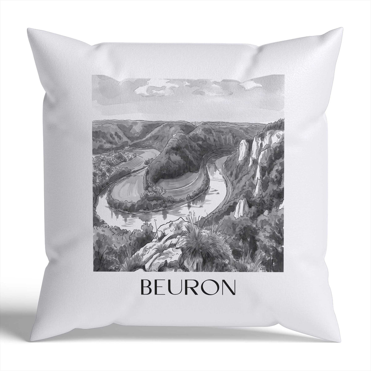 beuron-donautal-deutschland-kissenbezug-aquarell-schwarz-weiss