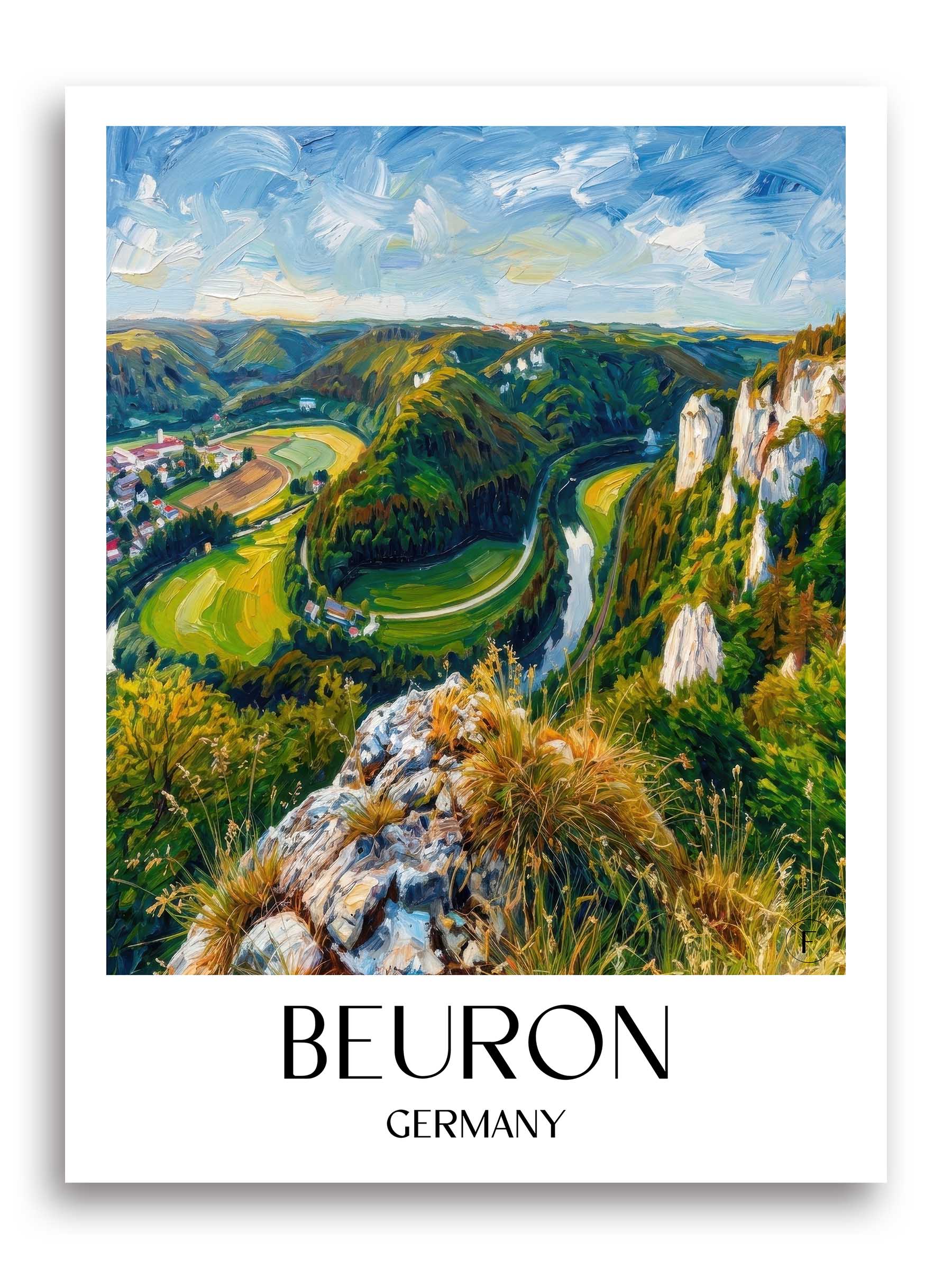 Beuron Poster - Donautal - Deutschland Kunstdruck - Ölgemälde von A4 bis A1 - favplace