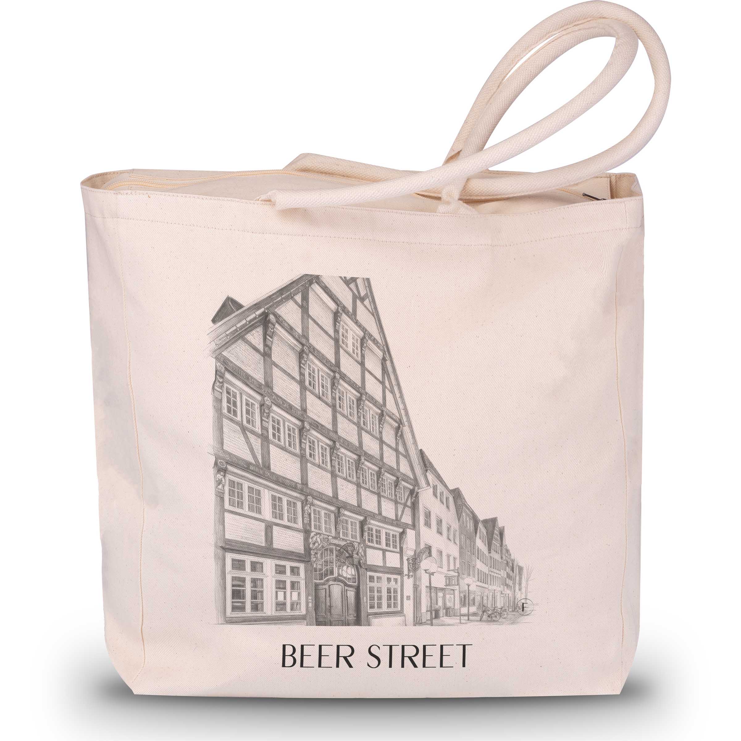 Bierstraße Shopping Tasche - Osnabrück - Deutschland Tote Bag - Einkaufstasche im Zeichnung Stil - favplace