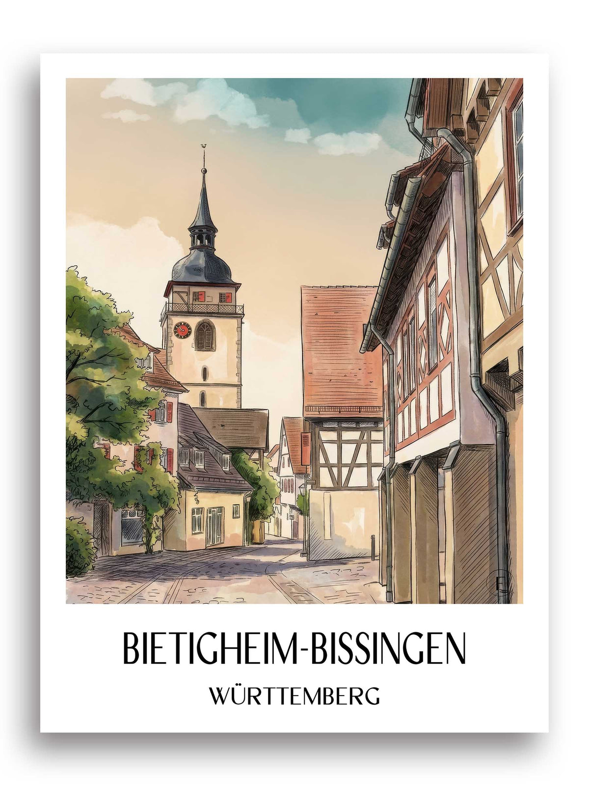 bietigheim-bissingen-württemberg-deutschland-poster-aquarell