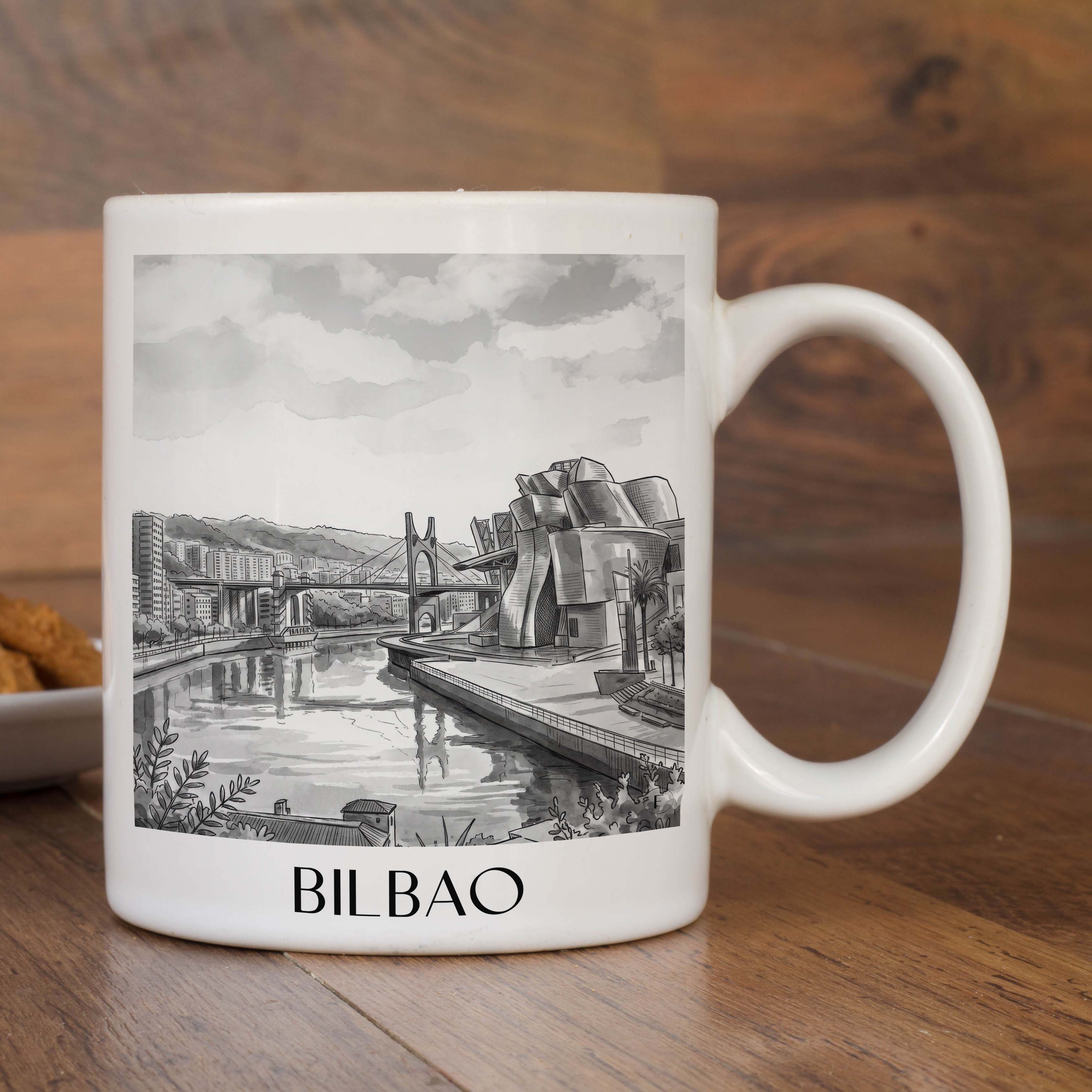 bilbao-spanien-spanien-kaffeebecher-aquarell-schwarz-weiss