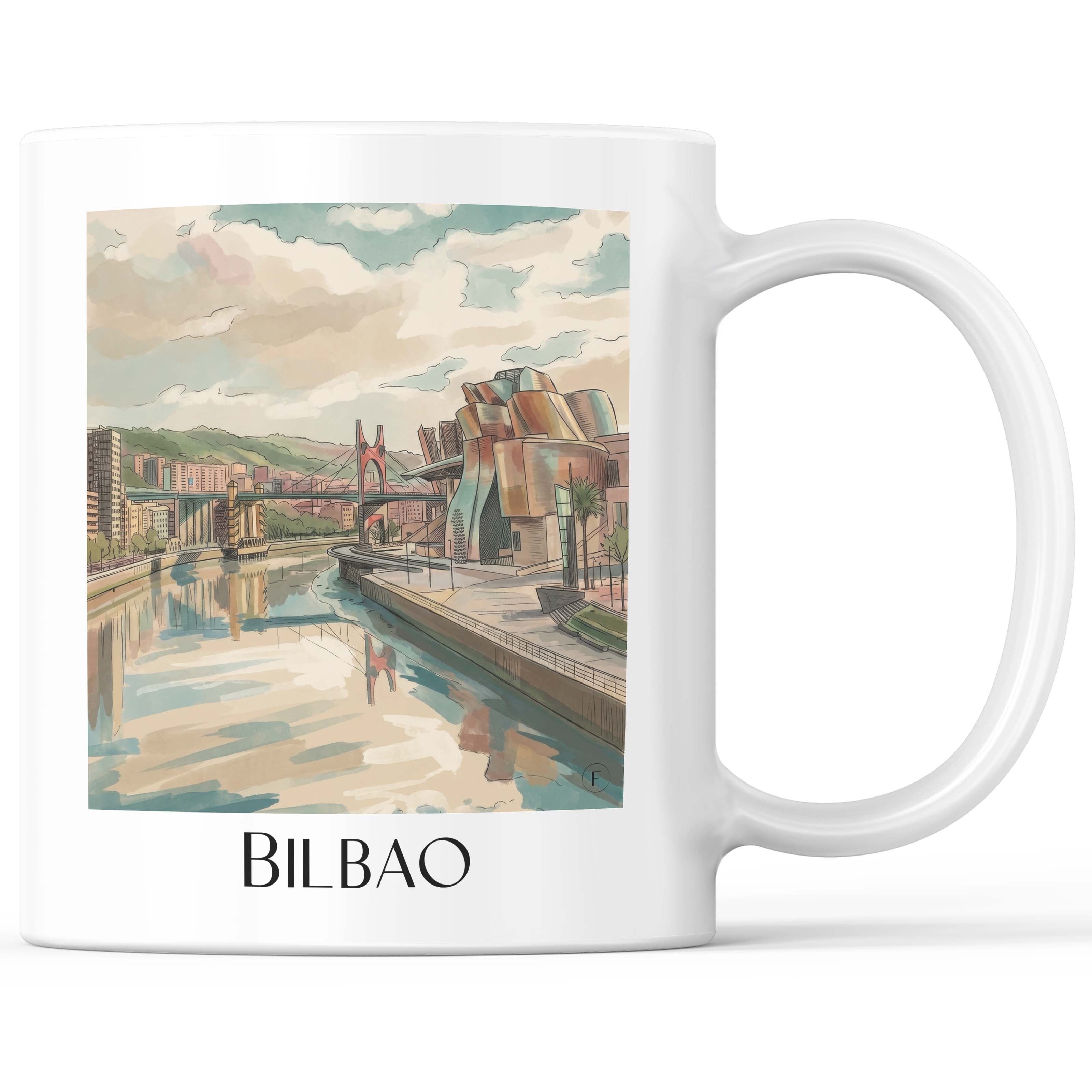 Bilbao Kaffeebecher - Spanien - Spanien Becher - Kaffeetasse im Aquarell Stil - favplace
