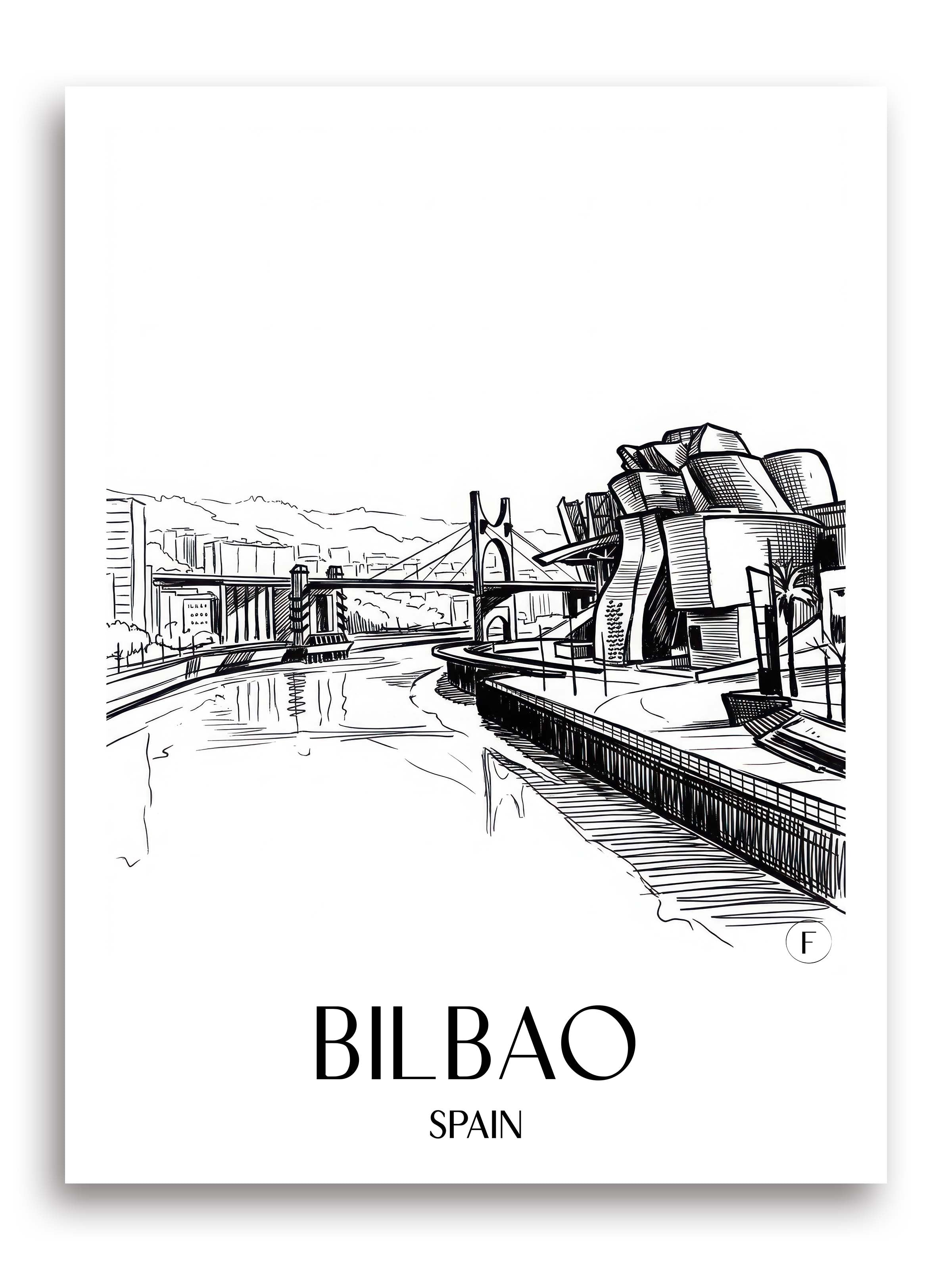 Bilbao Poster - Spanien - Spanien Kunstdruck - Skizze von A4 bis A1 - favplace