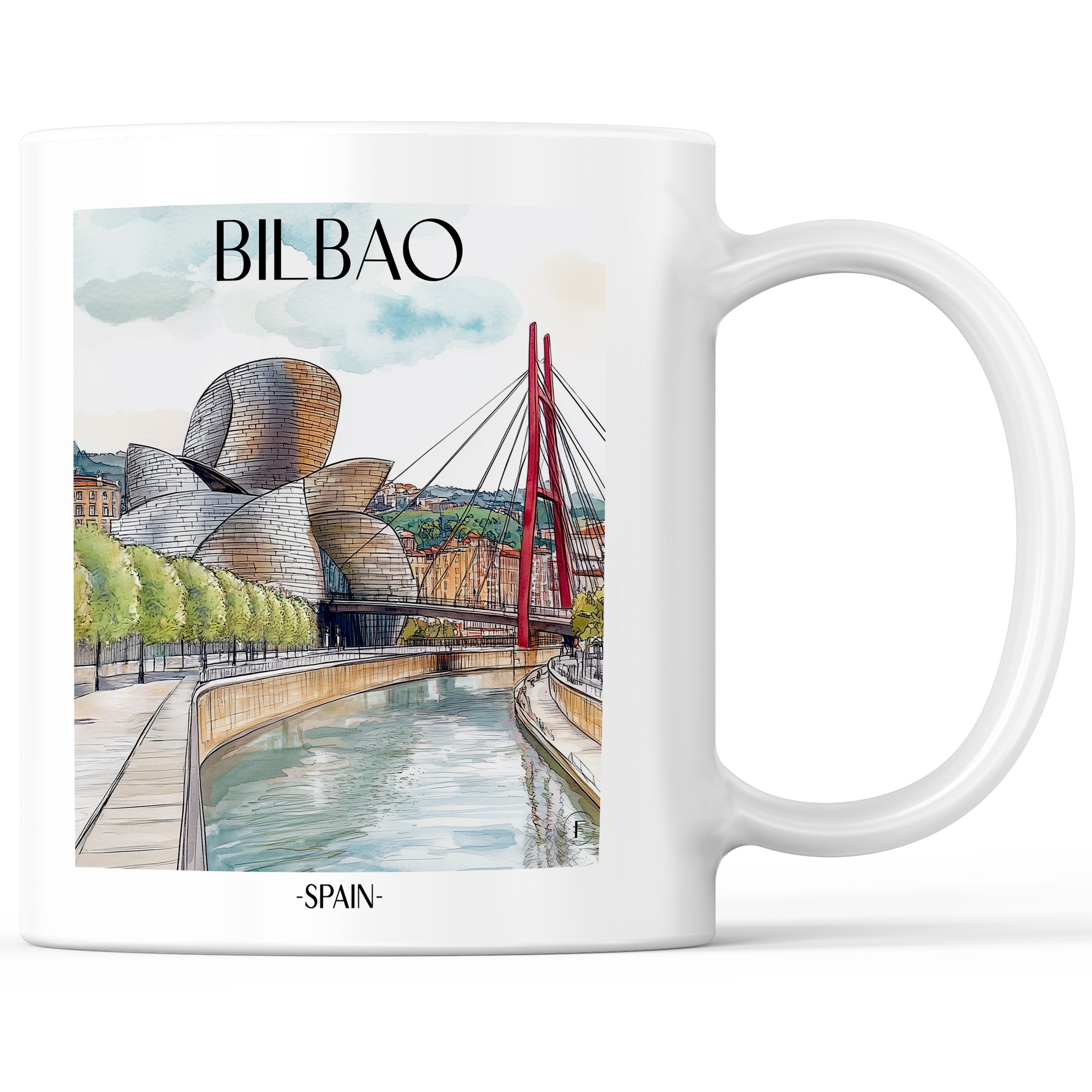 Bilbao - Spanien Becher - Kaffeetasse im Aquarell Stil - favplace