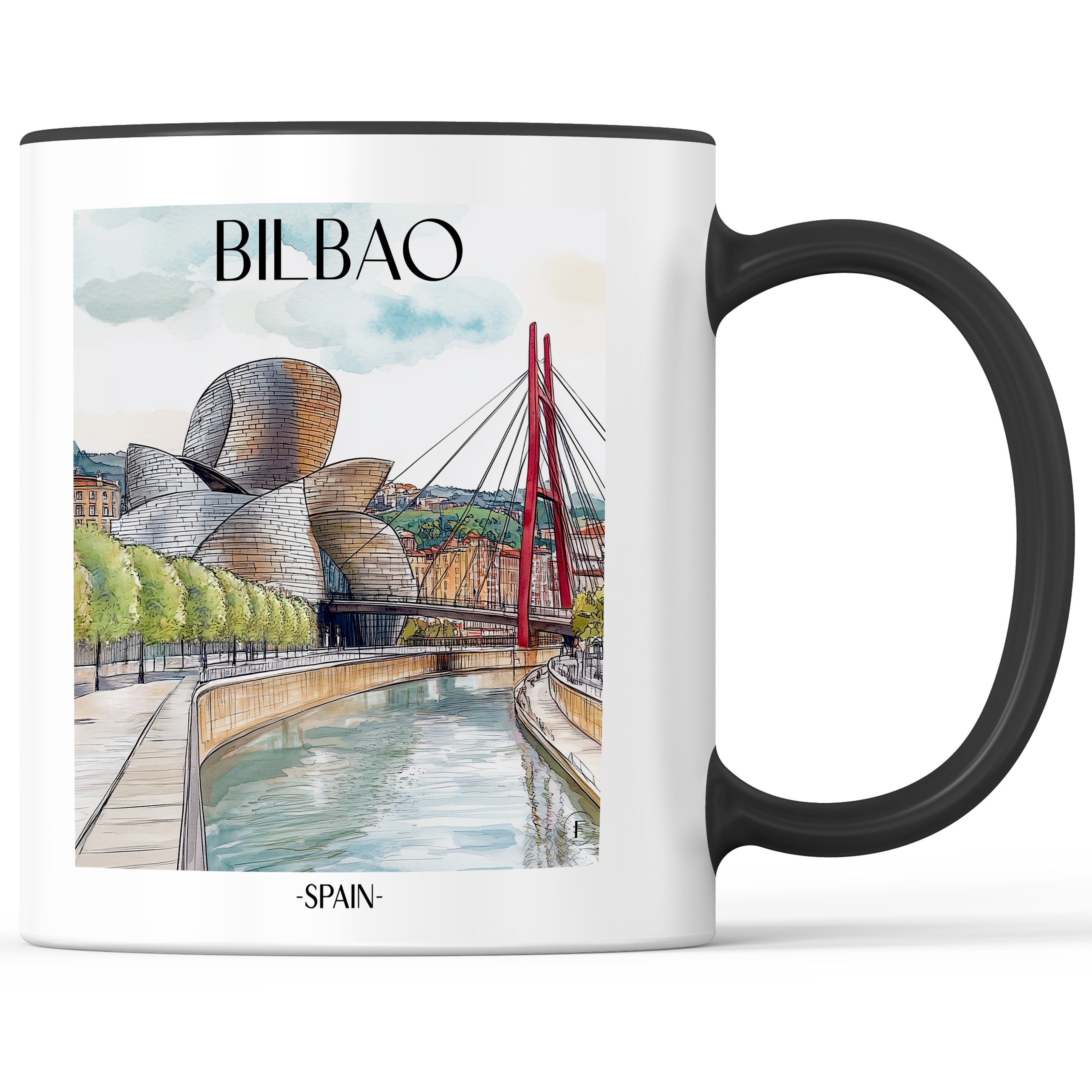 Bilbao - Spanien Becher - Kaffeetasse im Aquarell Stil - favplace
