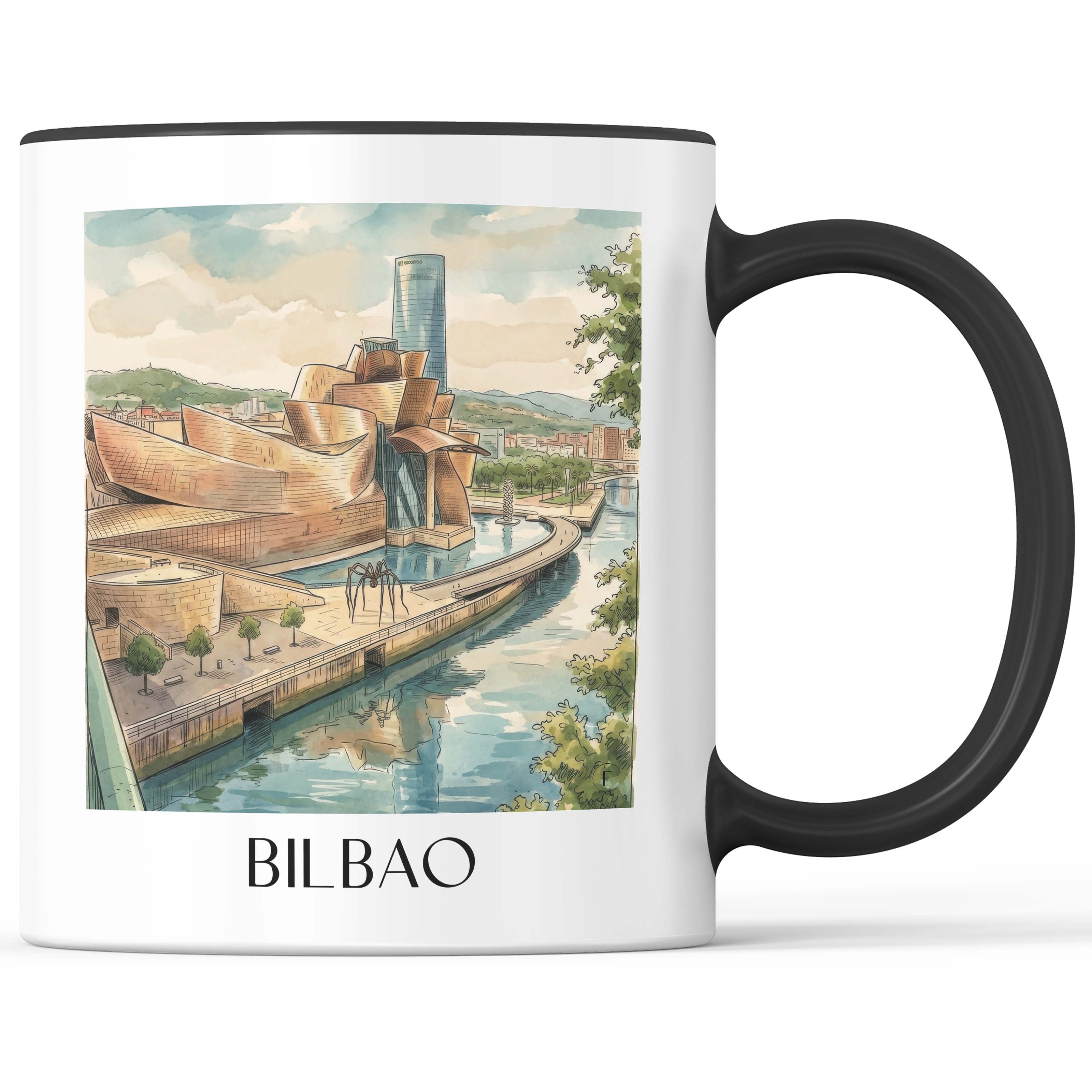 Bilbao - Spanien Becher - Kaffeetasse im Aquarell Stil - favplace