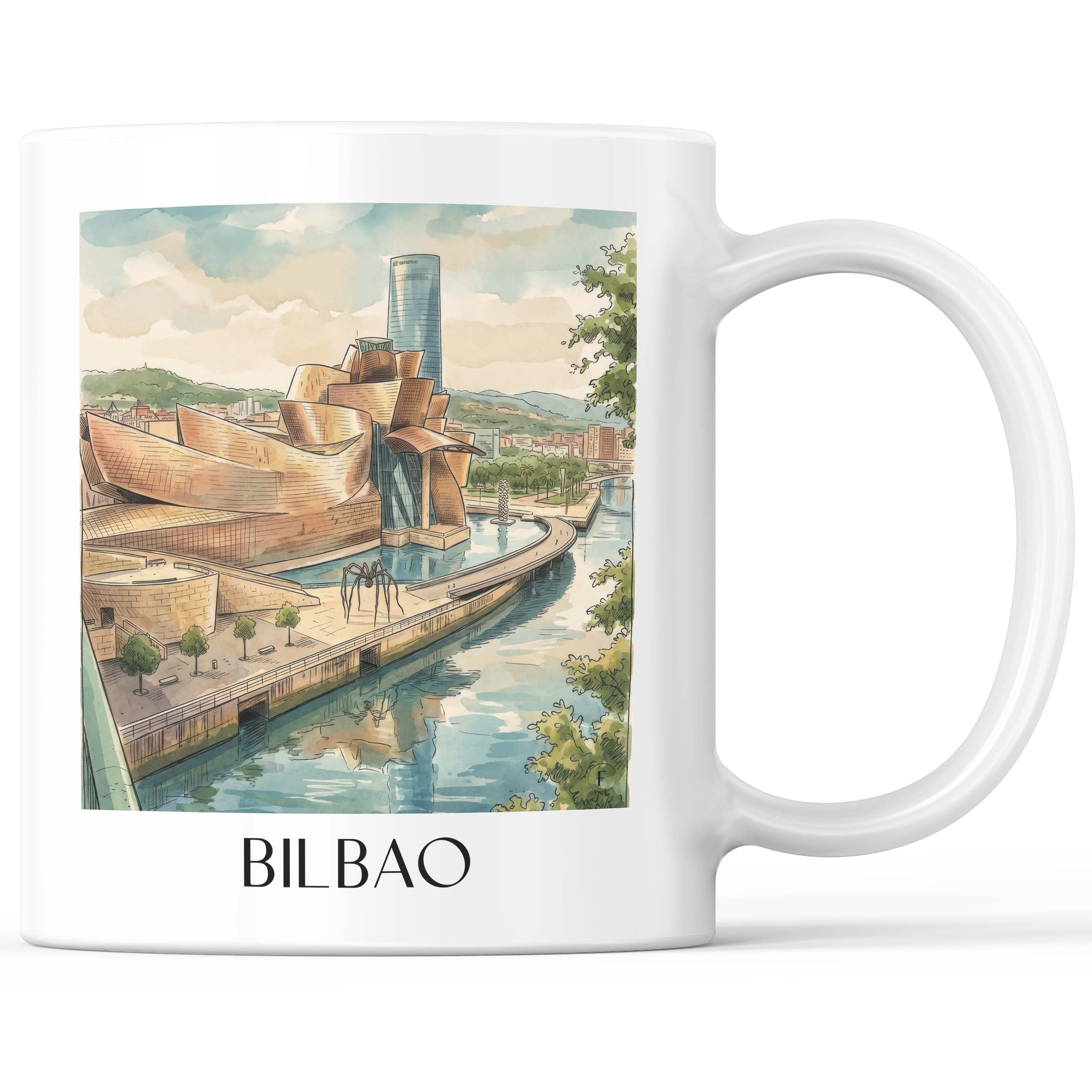 Bilbao - Spanien Becher - Kaffeetasse im Aquarell Stil - favplace