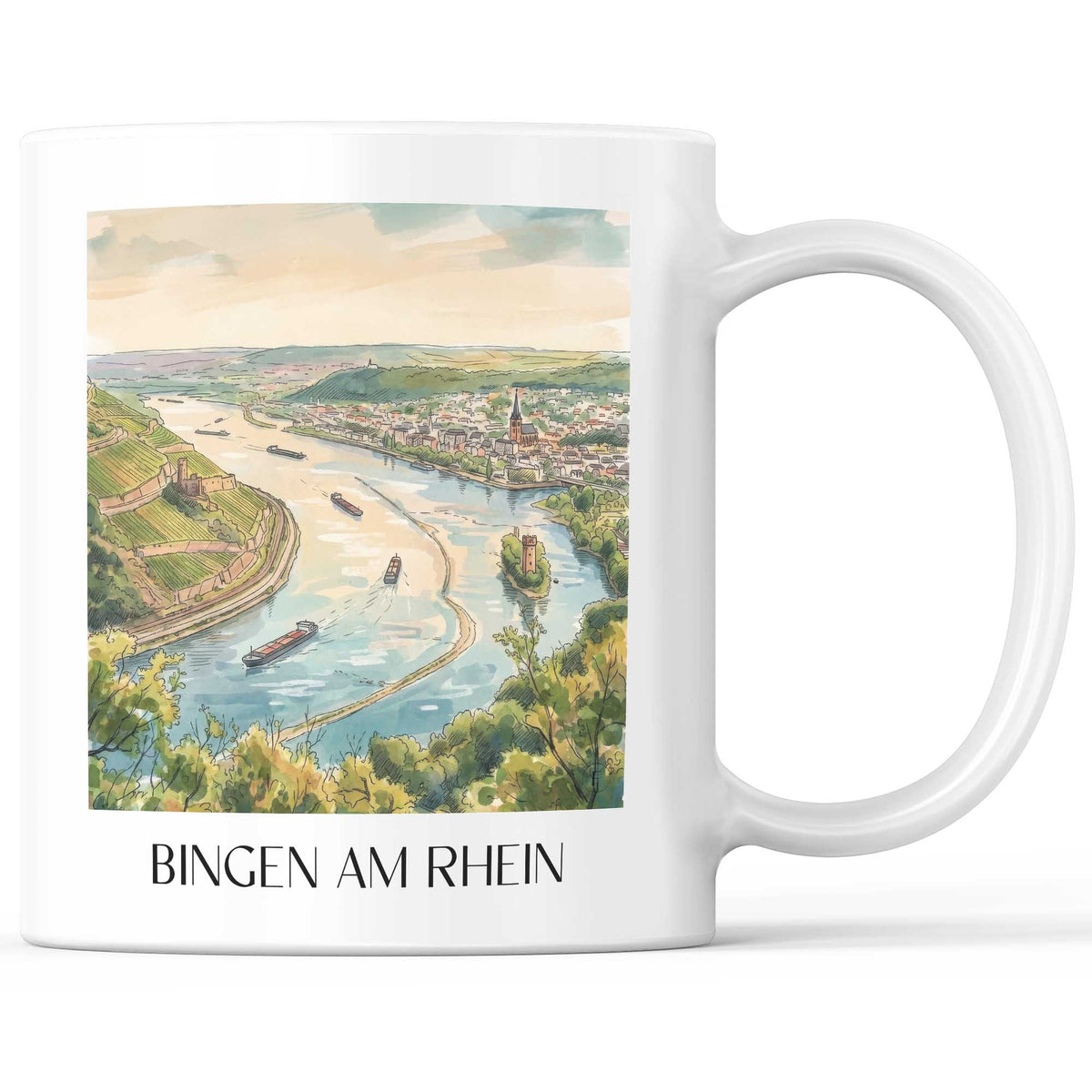 Bingen am Rhein Kaffeebecher - Rheinhessen - Deutschland Becher - Kaffeetasse im Aquarell Stil - favplace