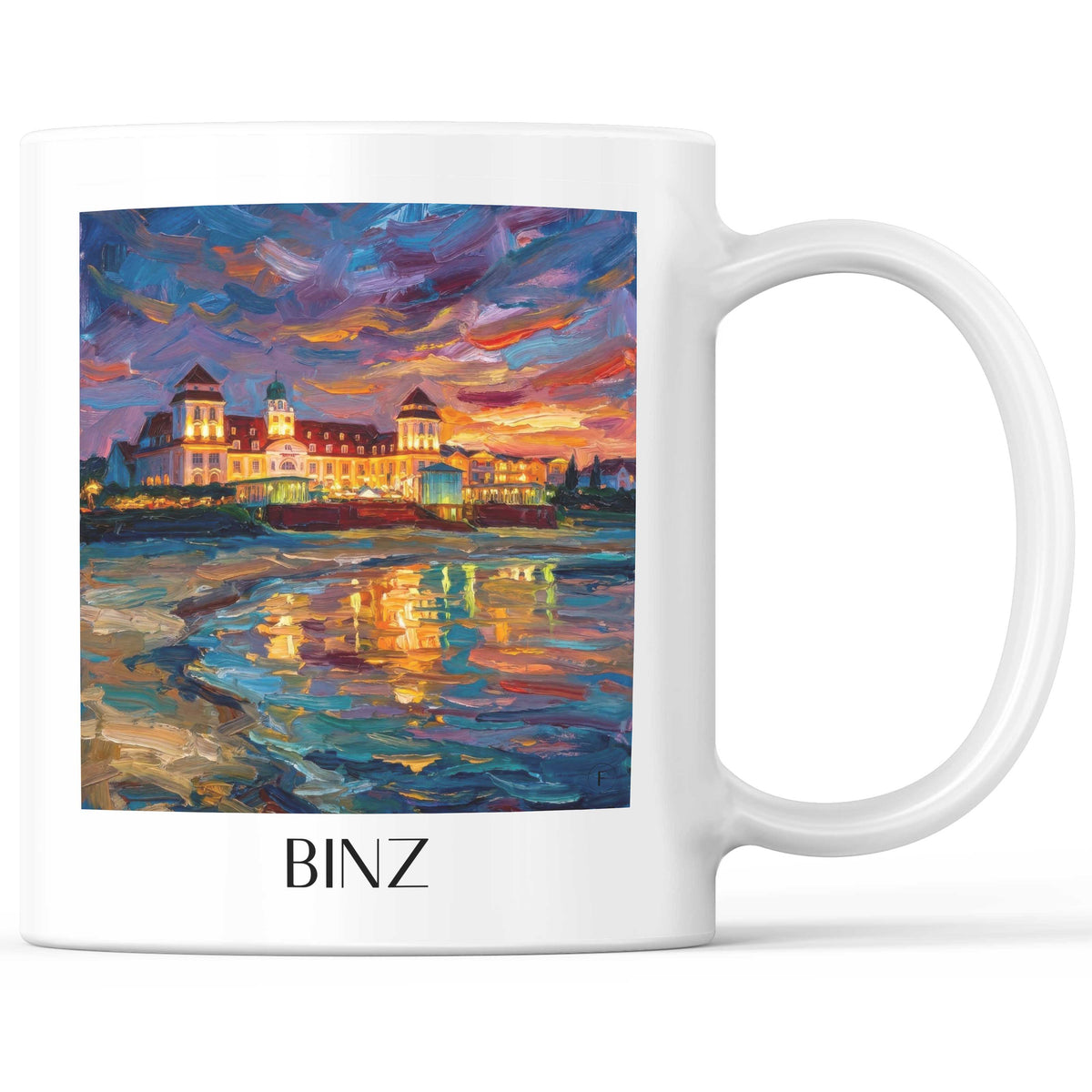 Binz Kaffeebecher - Rügen - Deutschland Becher - Kaffeetasse im Ölgemälde Stil - favplace